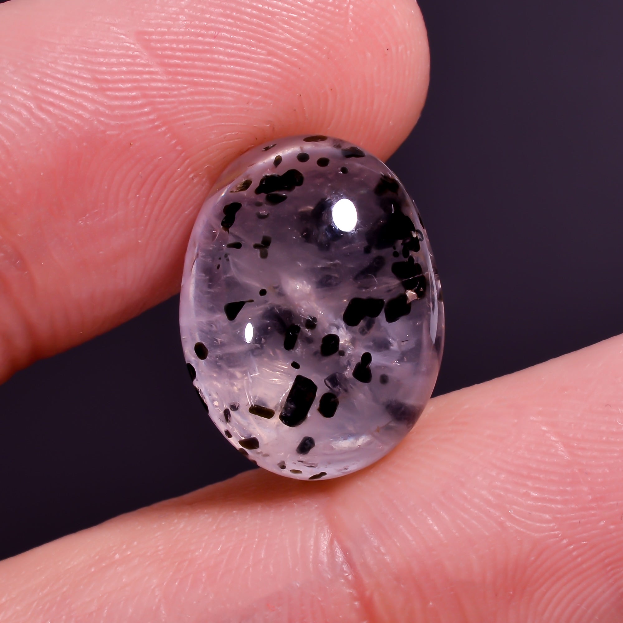 Rose Quartz With Hematite Oval Shape Cabochon For Making Jewelry 9.5 Ct. 15X12X6 mm Y-9853