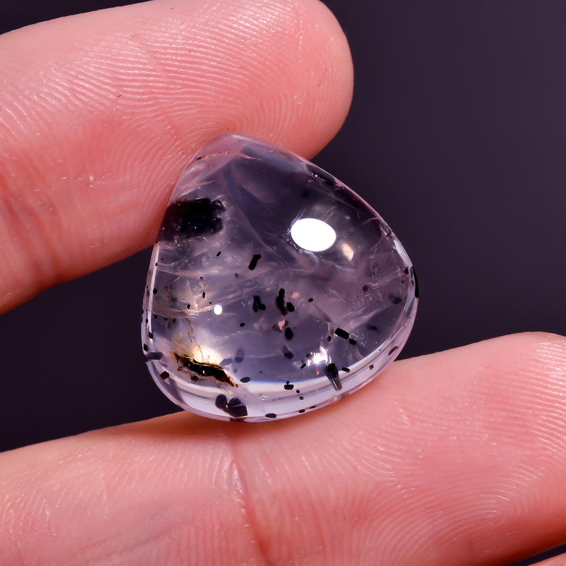 Rose Quartz With Hematite Heart Shape Cabochon For Making Jewelry 16 Ct. 18X17X7 mm Y-9855