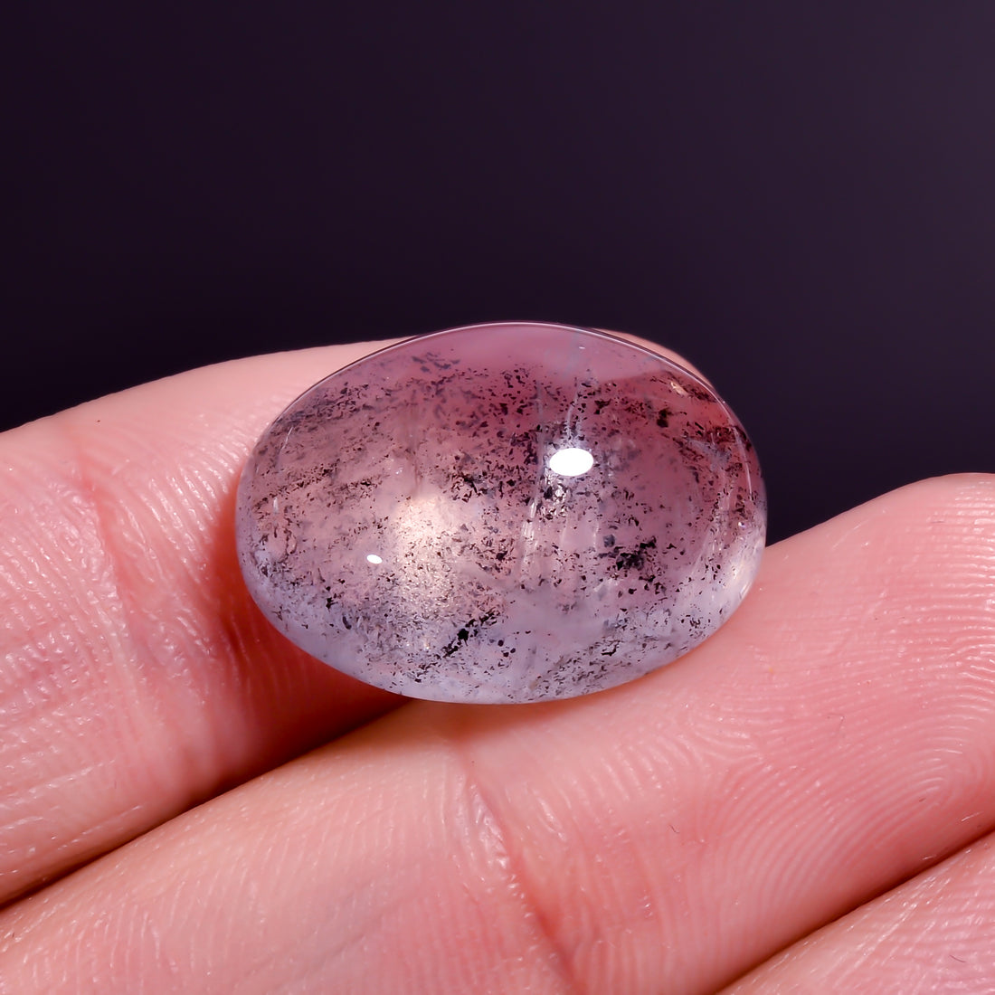 Rose Quartz With Hematite Oval Shape Cabochon For Making Jewelry 16.5 Ct. 20X14X8 mm Y-9856