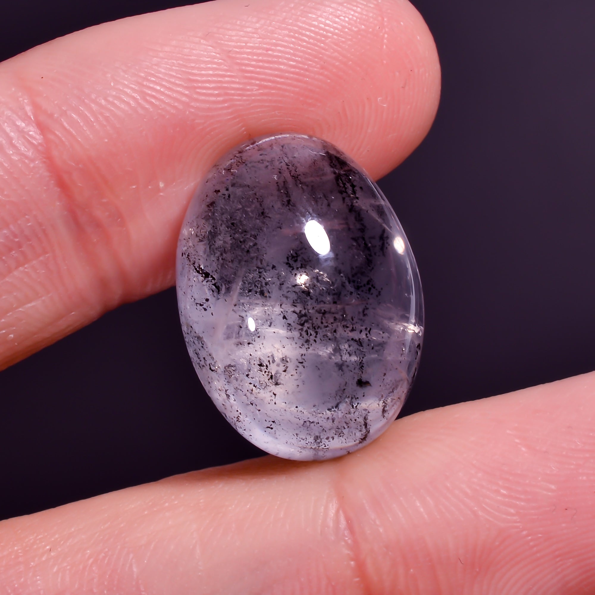 Rose Quartz With Hematite Oval Shape Cabochon For Making Jewelry 16.5 Ct. 20X14X8 mm Y-9856