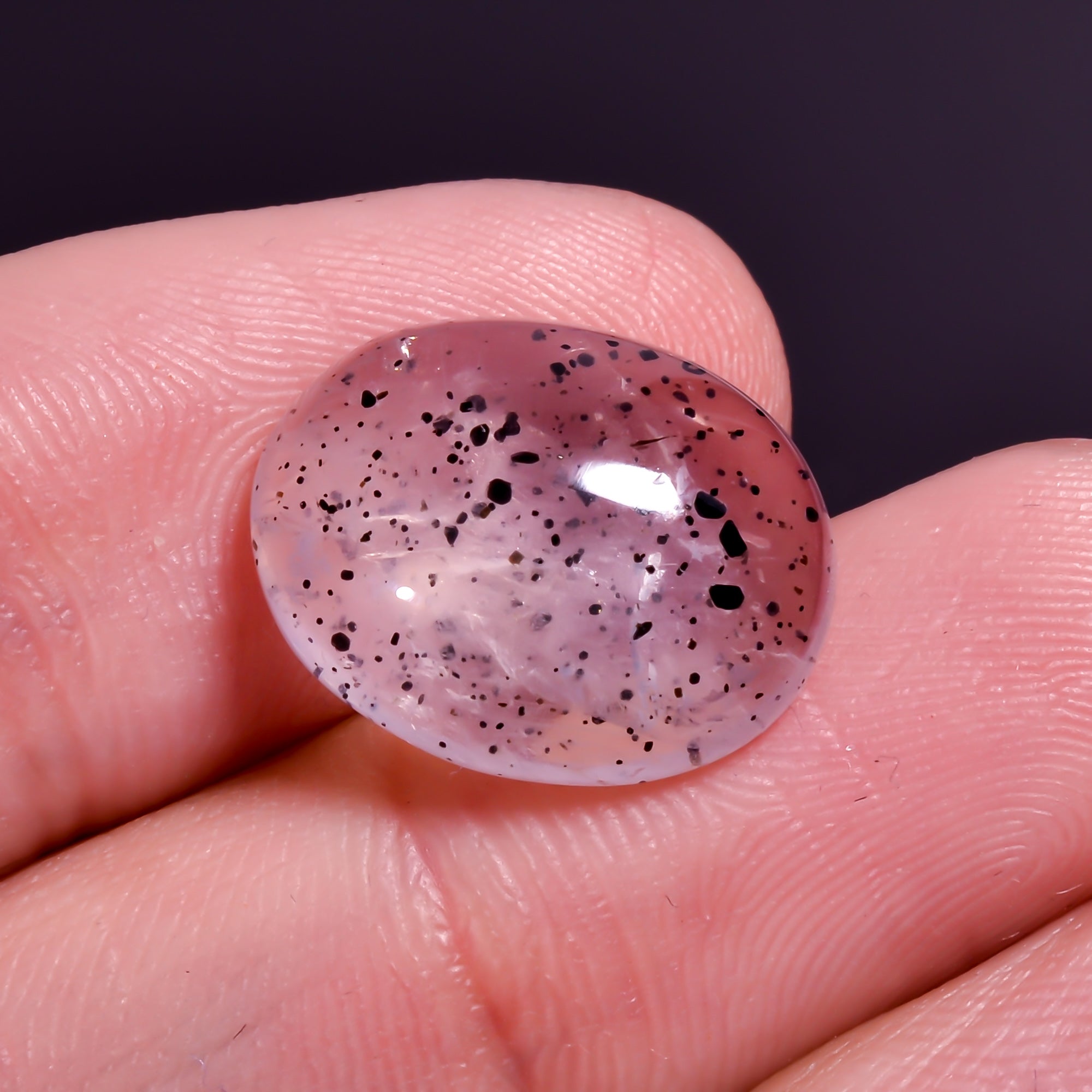 Rose Quartz With Hematite Oval Shape Cabochon For Making Jewelry 8.5 Ct. 15X12X6 mm Y-9858