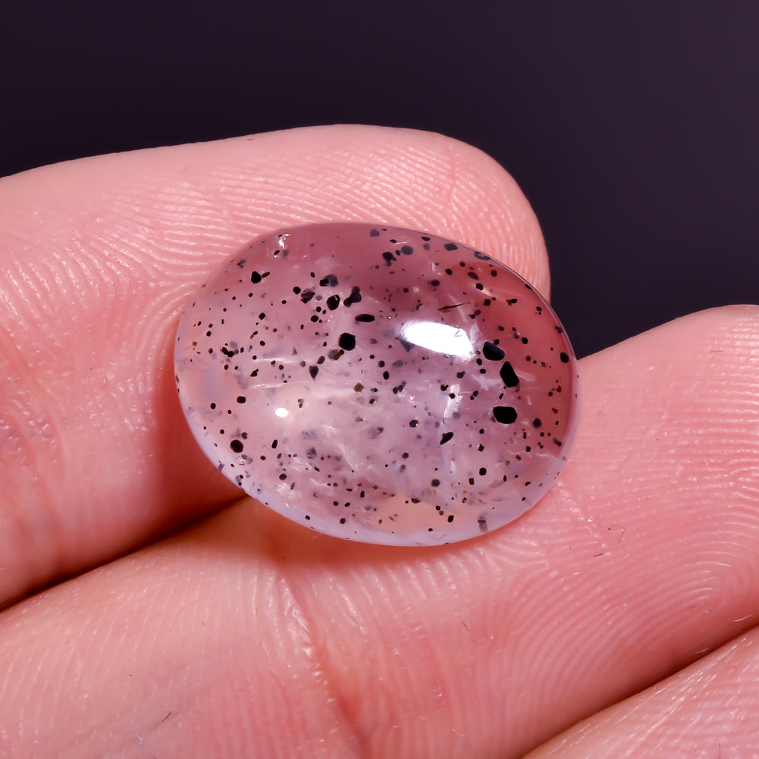 Rose Quartz With Hematite Oval Shape Cabochon For Making Jewelry 8.5 Ct. 15X12X6 mm Y-9858