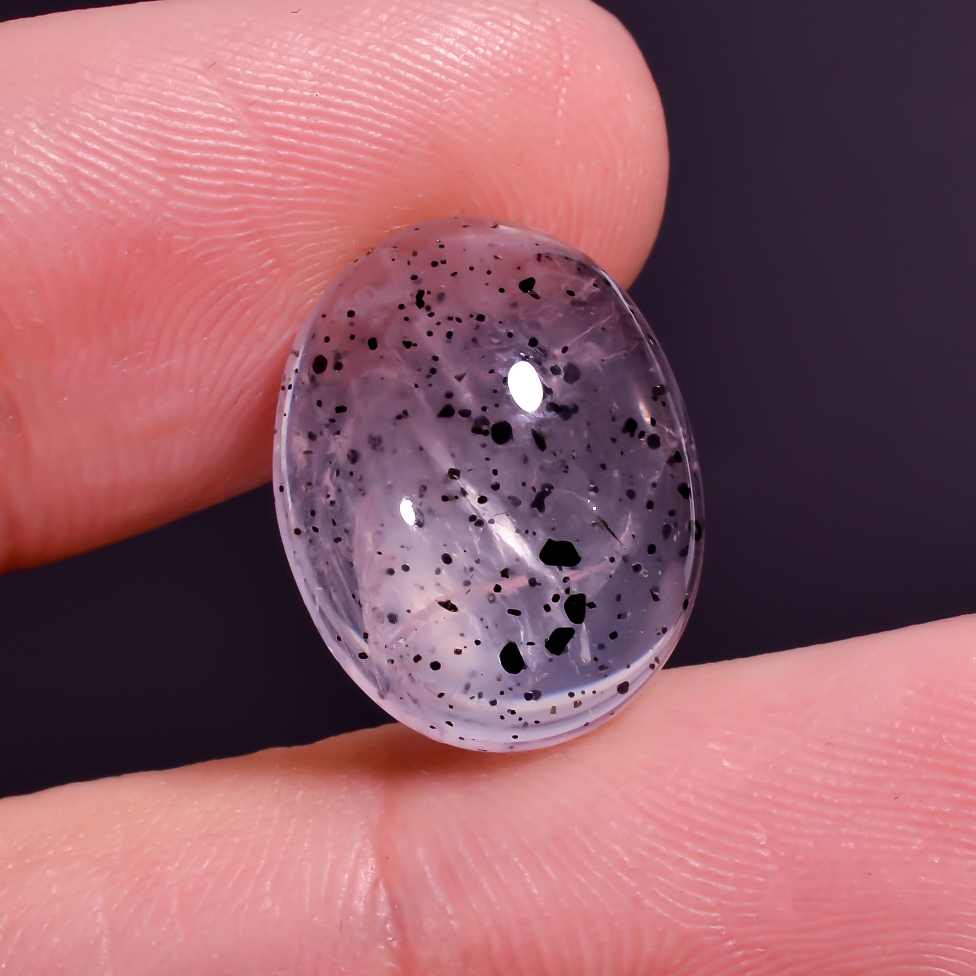 Rose Quartz With Hematite Oval Shape Cabochon For Making Jewelry 8.5 Ct. 15X12X6 mm Y-9858