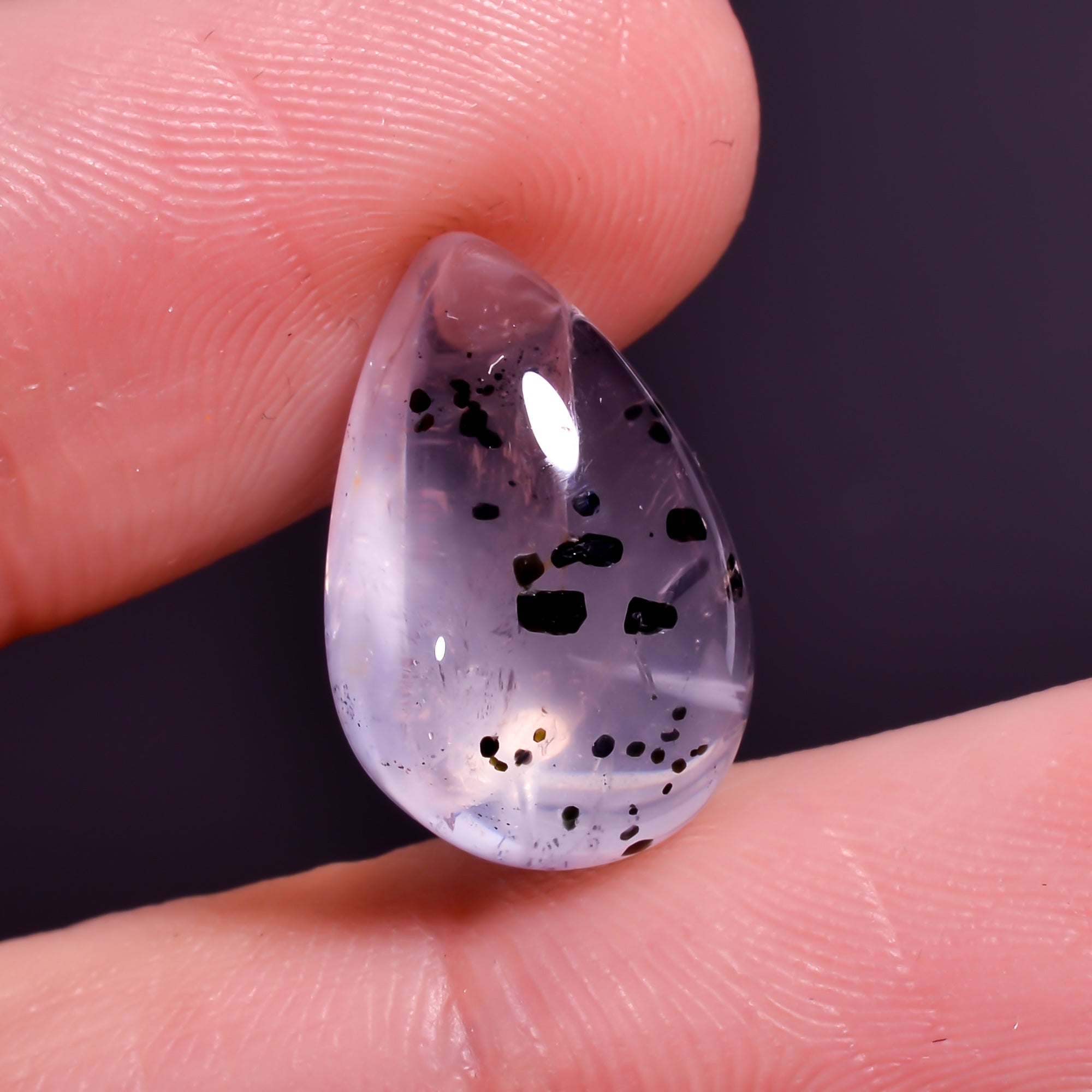Rose Quartz With Hematite Pear Shape CabochonFor Making Jewelry 9 Ct. 16X10X7 mm Y-9865