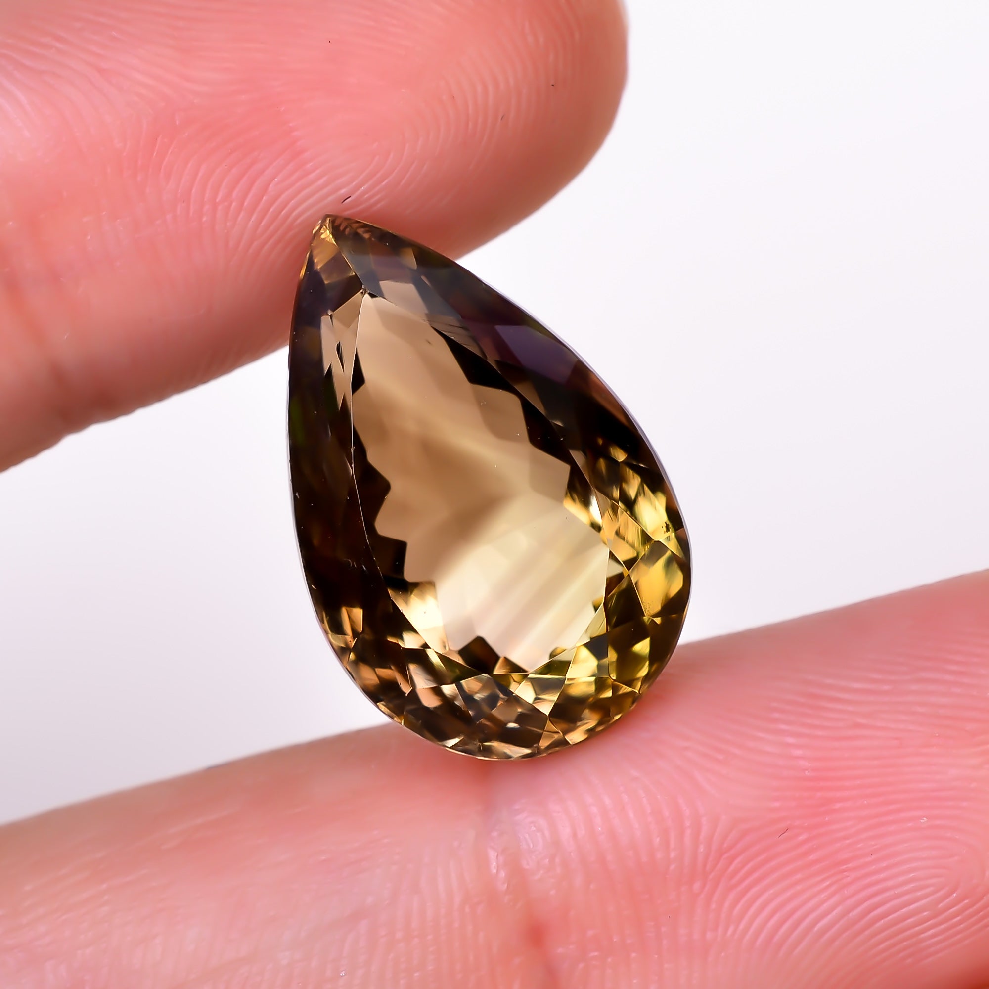 Natural Lemon Smoky Quartz Pear Shape Cut Stone Loose Gemstone For Making Jewelry 18 Ct. 20X13X11 mm Y-9897