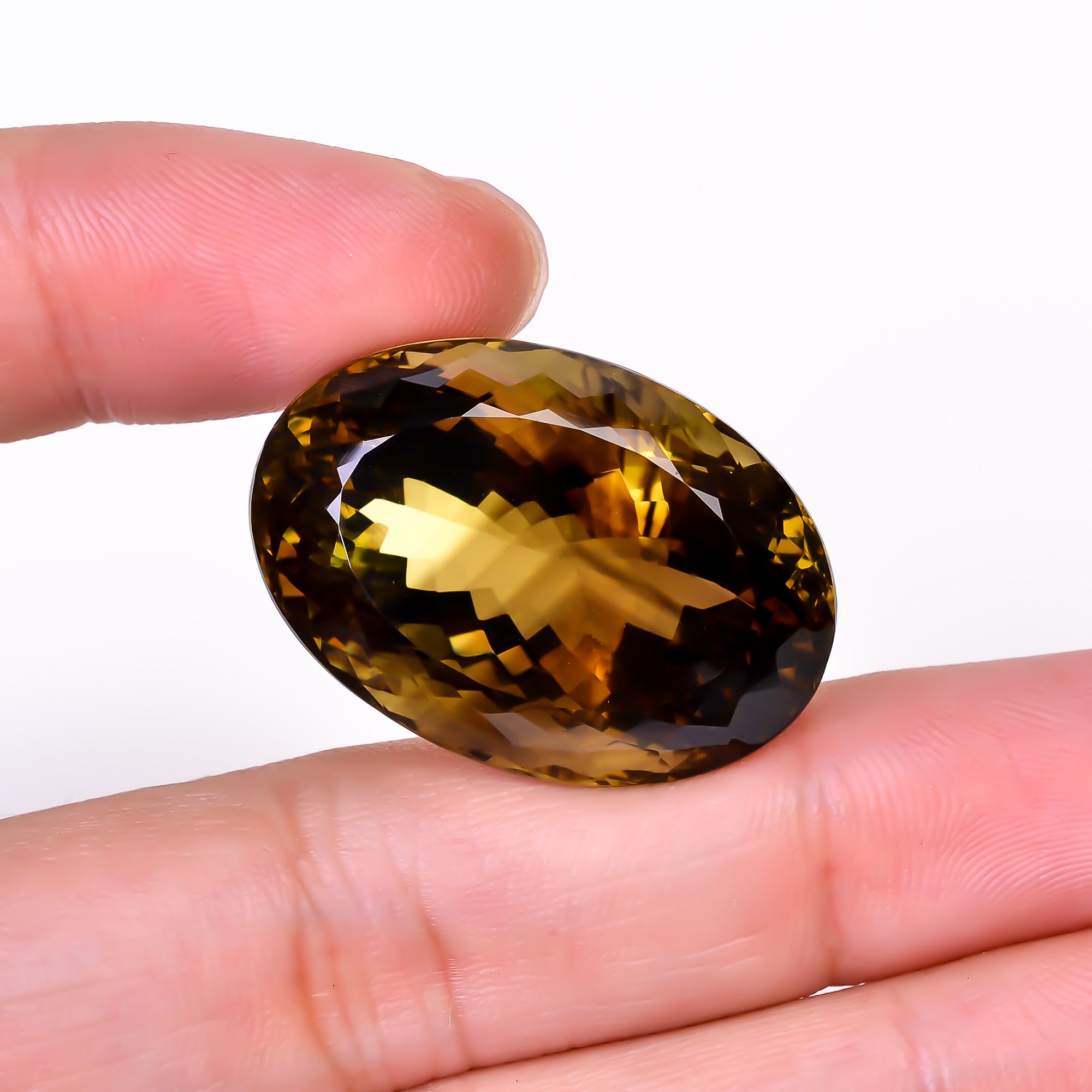 Natural Lemon Smoky Quartz Oval Shape Cut Stone Loose Gemstone For Making Jewelry 65.5 Ct. 30X21X17 mm Y-9903