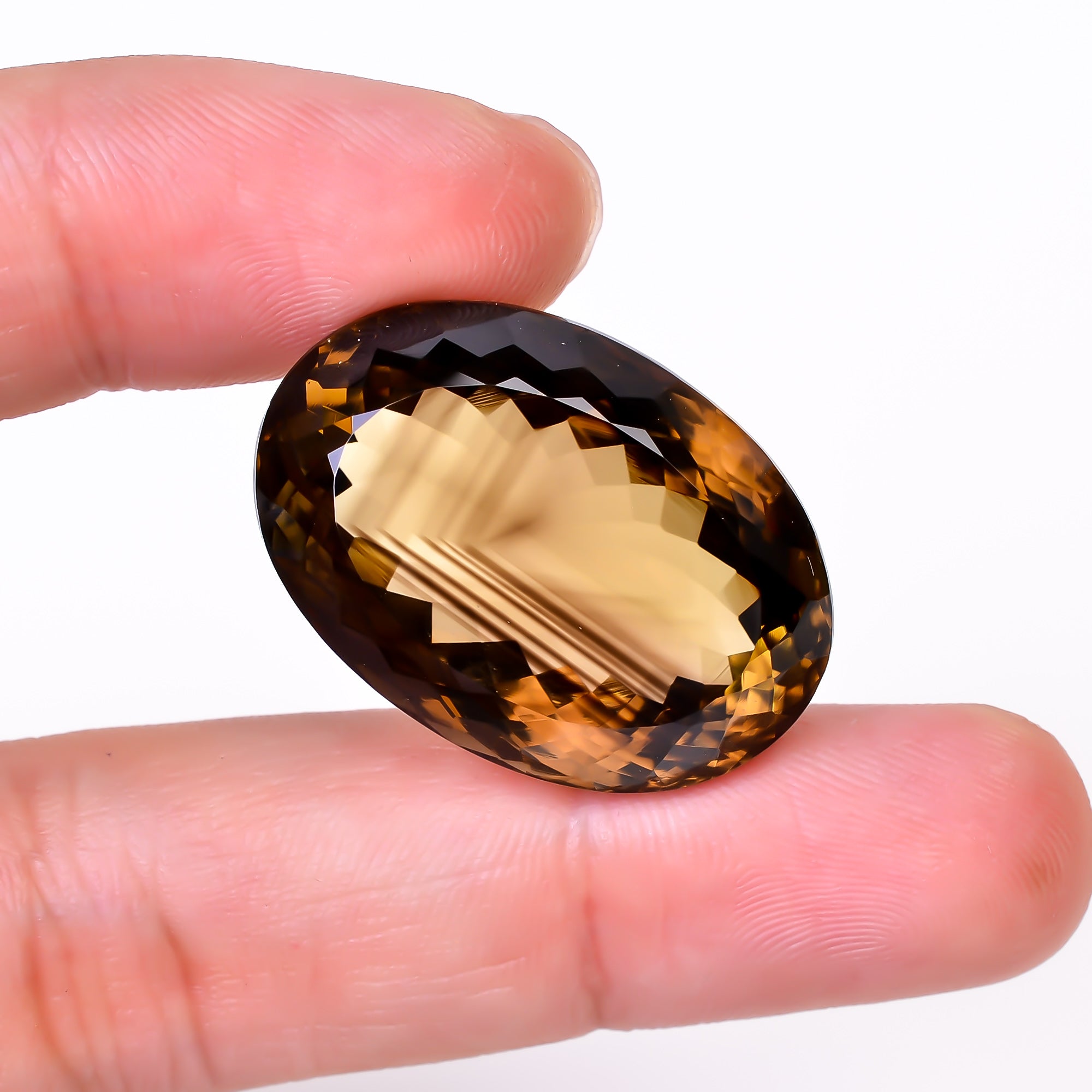 Natural Lemon Smoky Quartz Oval Shape Cut Stone Loose Gemstone For Making Jewelry 53.5 Ct. 28X20X14 mm Y-9904