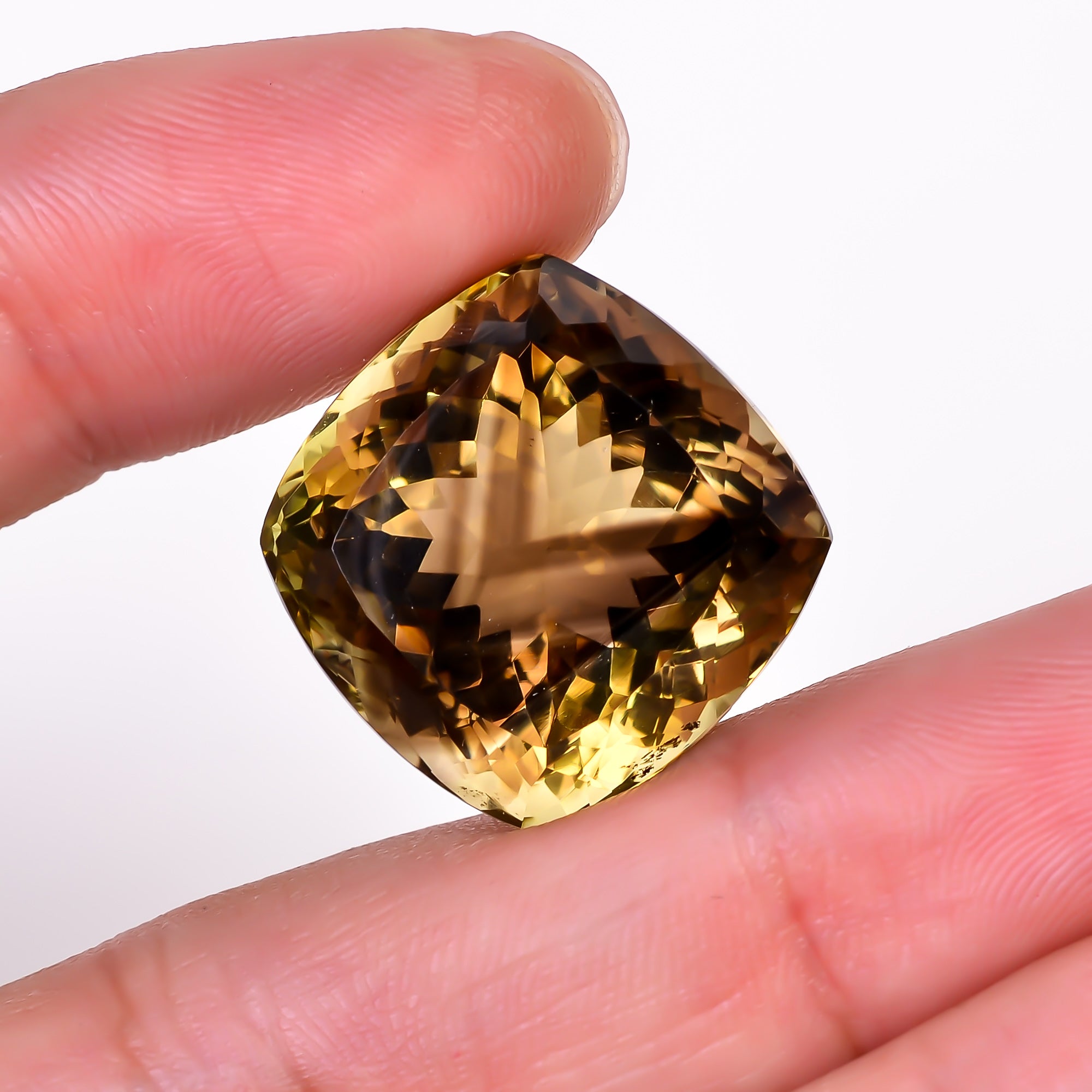 Natural Lemon Smoky Quartz Cushion Shape Cut Stone Loose Gemstone For Making Jewelry 41 Ct. 19X19X15 mm Y-9905