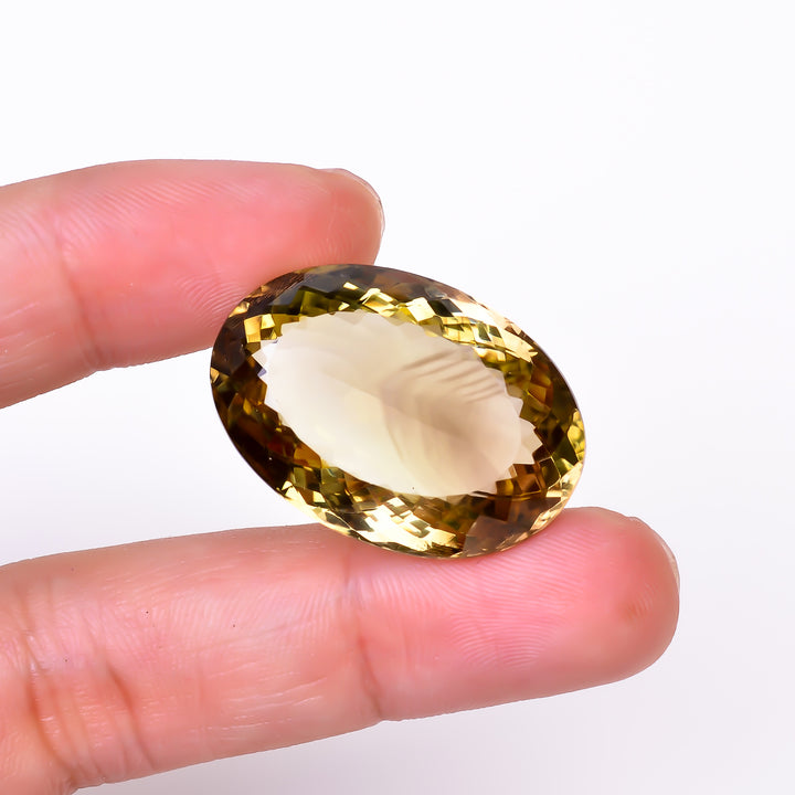 Natural Lemon Smoky Quartz Oval Shape Cut Stone Loose Gemstone For Making Jewelry 47.5 Ct. 30X20X12 mm Y-9908