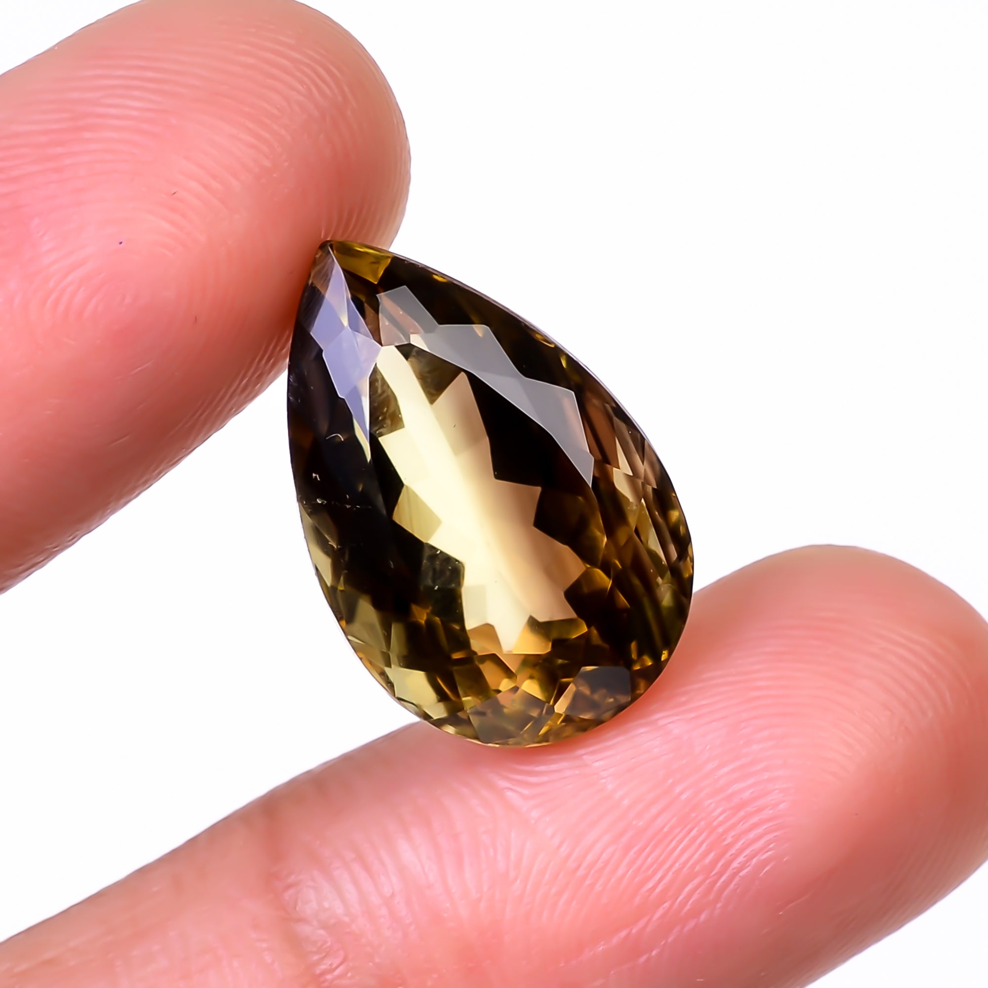 Natural Lemon Smoky Quartz Pear Shape Cut Stone Loose Gemstone For Making Jewelry 12 Ct. 18X11X10 mm Y-9930