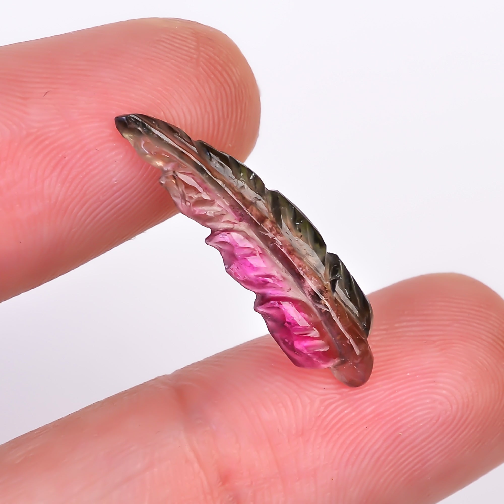Natural Watermelon Tourmaline Leaf Shape Carved Loose Gemstone For Making Jewelry 3.55 Ct. 23X6X3 mm Y-9936