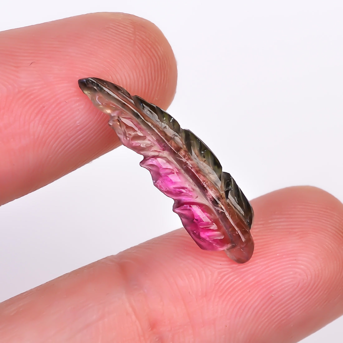 Natural Watermelon Tourmaline Leaf Shape Carved Loose Gemstone For Making Jewelry 3.55 Ct. 23X6X3 mm Y-9936