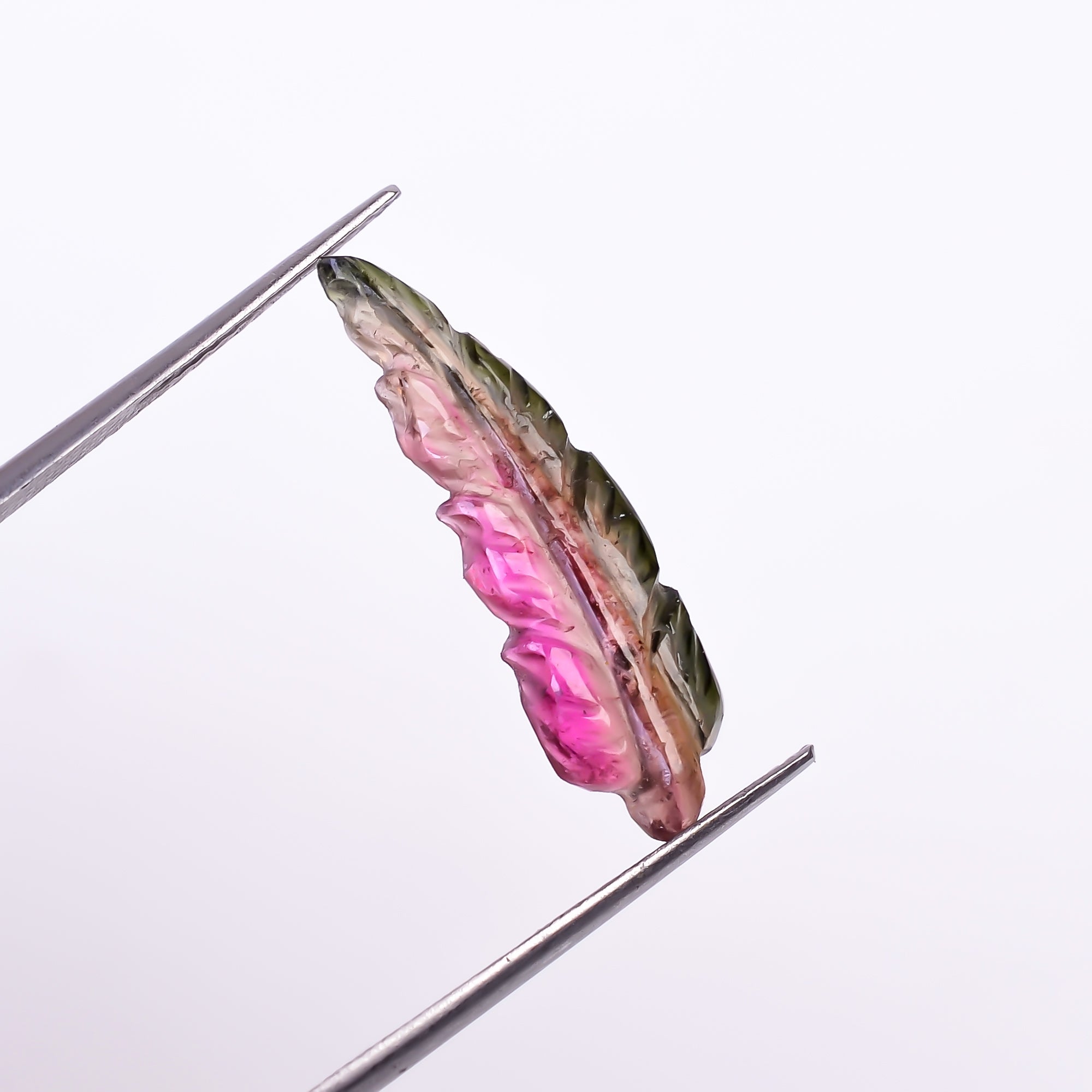 Natural Watermelon Tourmaline Leaf Shape Carved Loose Gemstone For Making Jewelry 3.55 Ct. 23X6X3 mm Y-9936