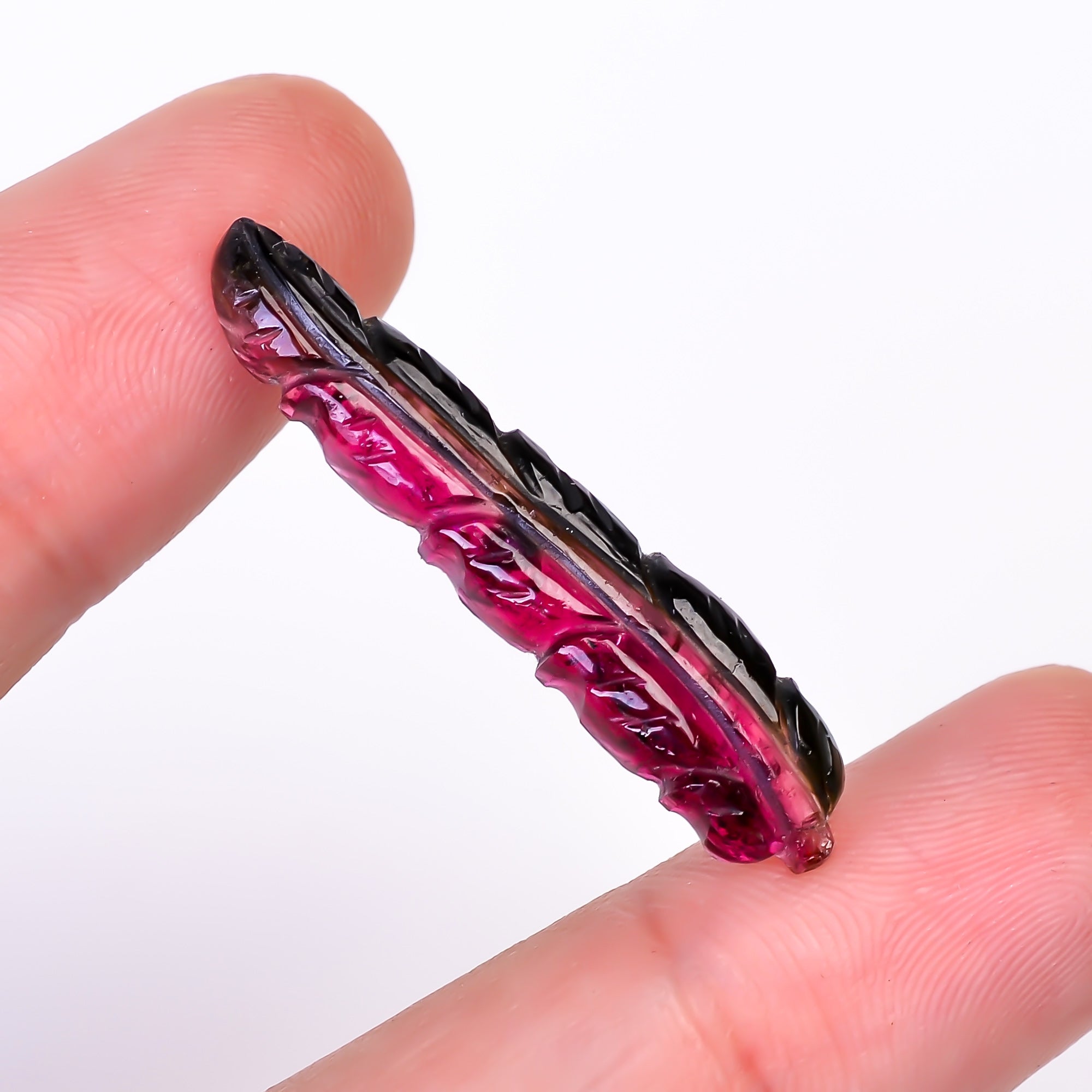 Natural Watermelon Tourmaline Leaf Shape Carved Loose Gemstone For Making Jewelry 8.75 Ct. 35X7X3 mm Y-9937Natural Watermelon Tourmaline Leaf Shape Carved Loose Gemstone For Making Jewelry 8.75 Ct. 35X7X3 mm Y-9937