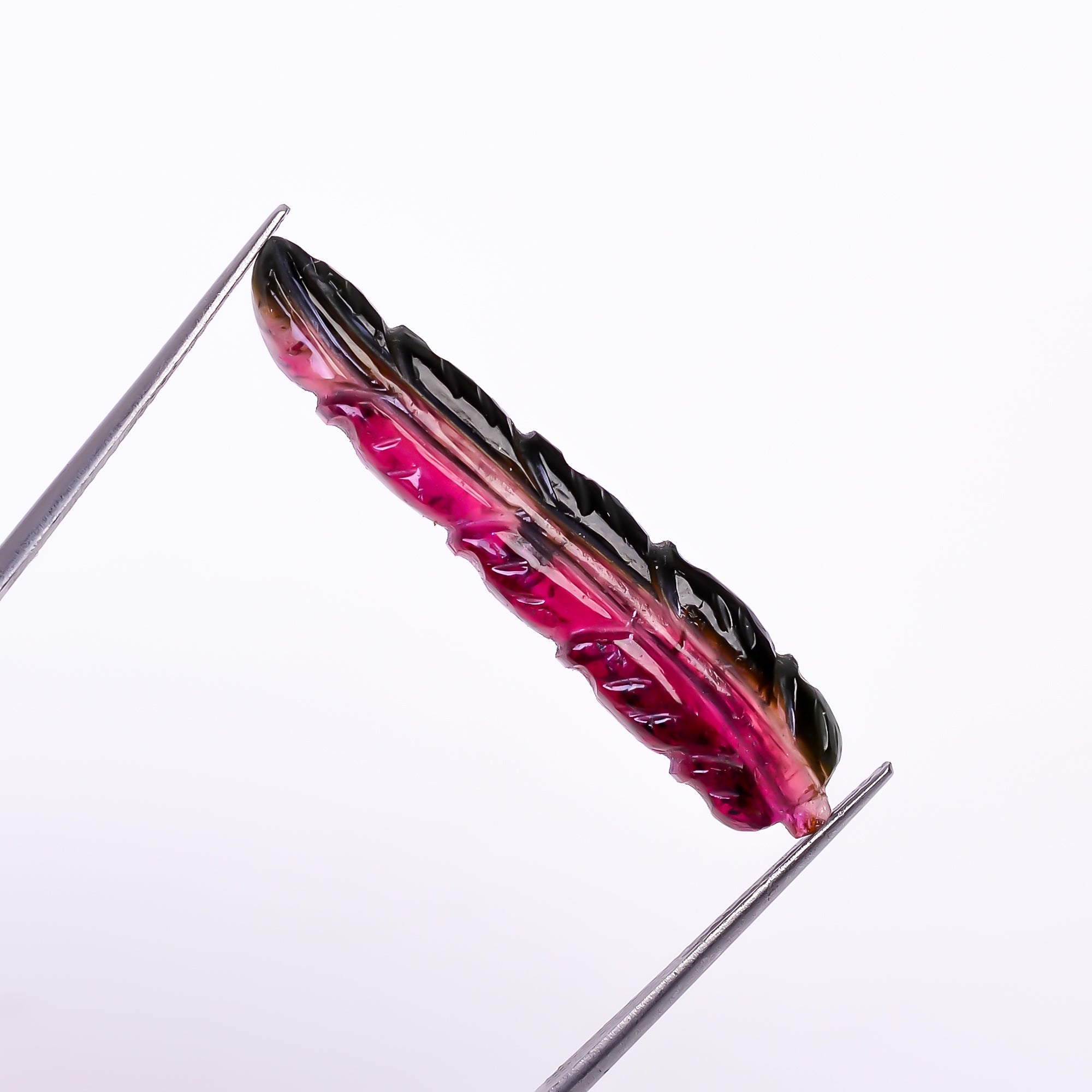 Natural Watermelon Tourmaline Leaf Shape Carved Loose Gemstone For Making Jewelry 8.75 Ct. 35X7X3 mm Y-9937Natural Watermelon Tourmaline Leaf Shape Carved Loose Gemstone For Making Jewelry 8.75 Ct. 35X7X3 mm Y-9937