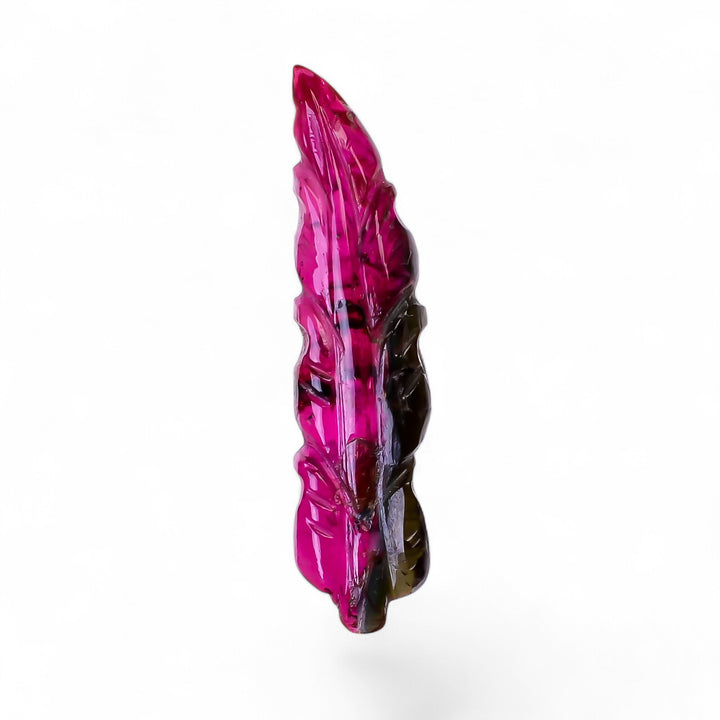 Natural Watermelon Tourmaline Leaf Shape Carved Loose Gemstone For Making Jewelry 6.4 Ct. 28X6X3 mm Y-9938