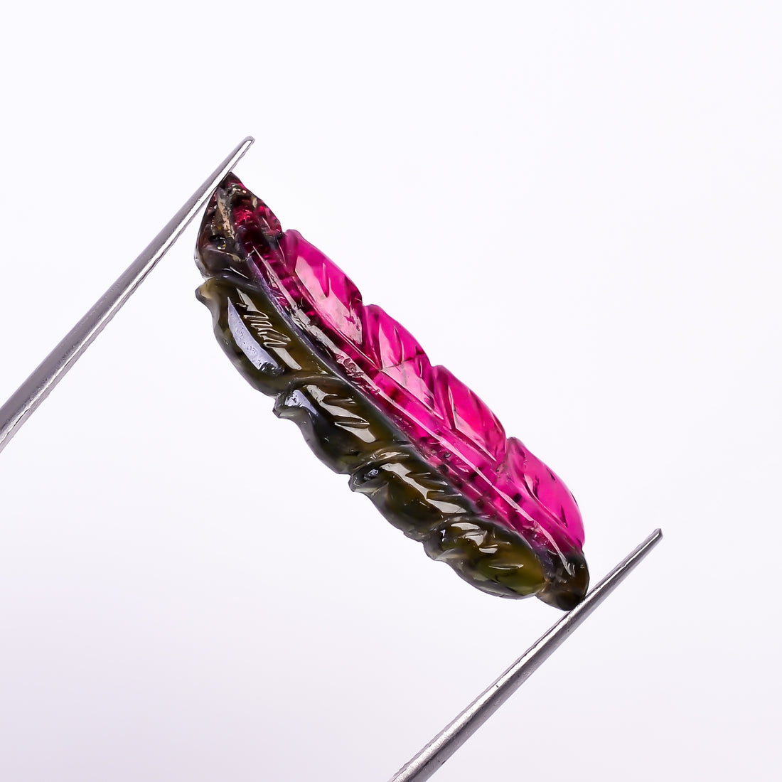 Natural Watermelon Tourmaline Leaf Shape Carved Loose Gemstone For Making Jewelry 8.25 Ct. 31X9X3 mm Y-9941