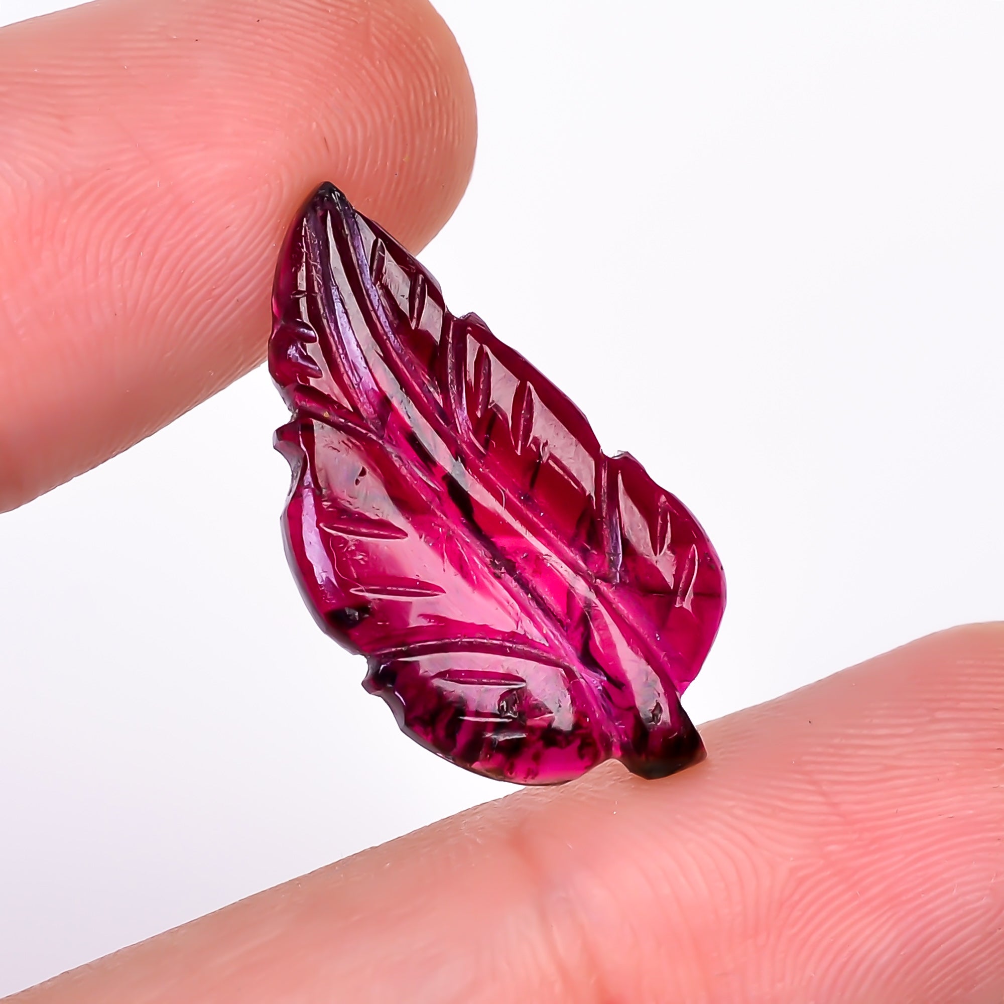 Natural Pink Tourmaline Leaf Shape Carved Loose Gemstone For Making Jewelry 6.15 Ct. 24X13X2 mm Y-9942
