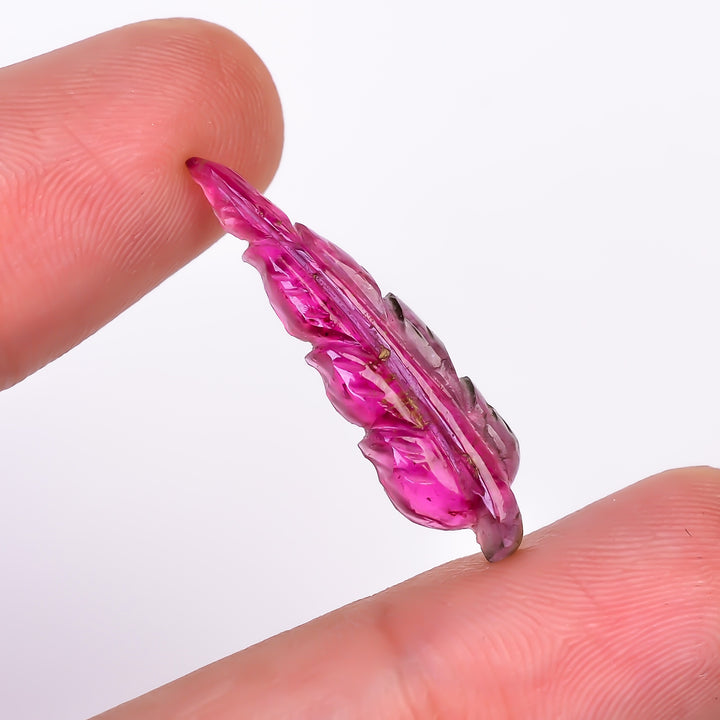 Natural Watermelon Tourmaline Leaf Shape Carved Loose Gemstone For Making Jewelry 5.6 Ct. 28X7X3 mm Y-9943