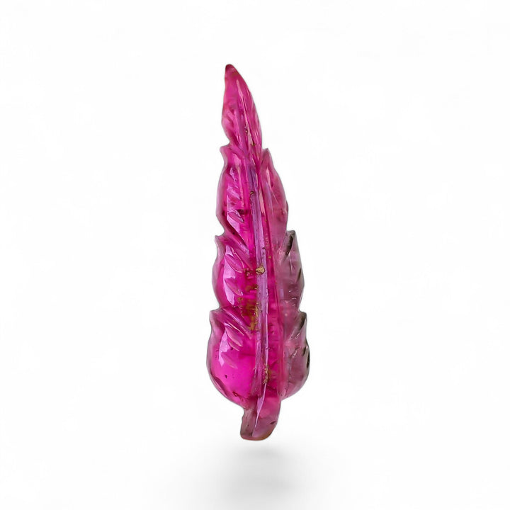 Natural Watermelon Tourmaline Leaf Shape Carved Loose Gemstone For Making Jewelry 5.6 Ct. 28X7X3 mm Y-9943