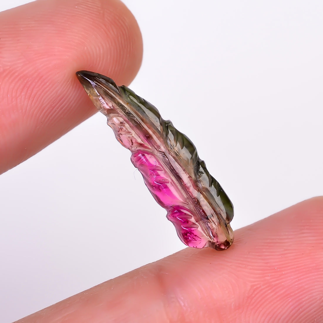 Natural Watermelon Tourmaline Leaf Shape Carved Loose Gemstone For Making Jewelry 4.2 Ct. 24X6X3 mm Y-9944