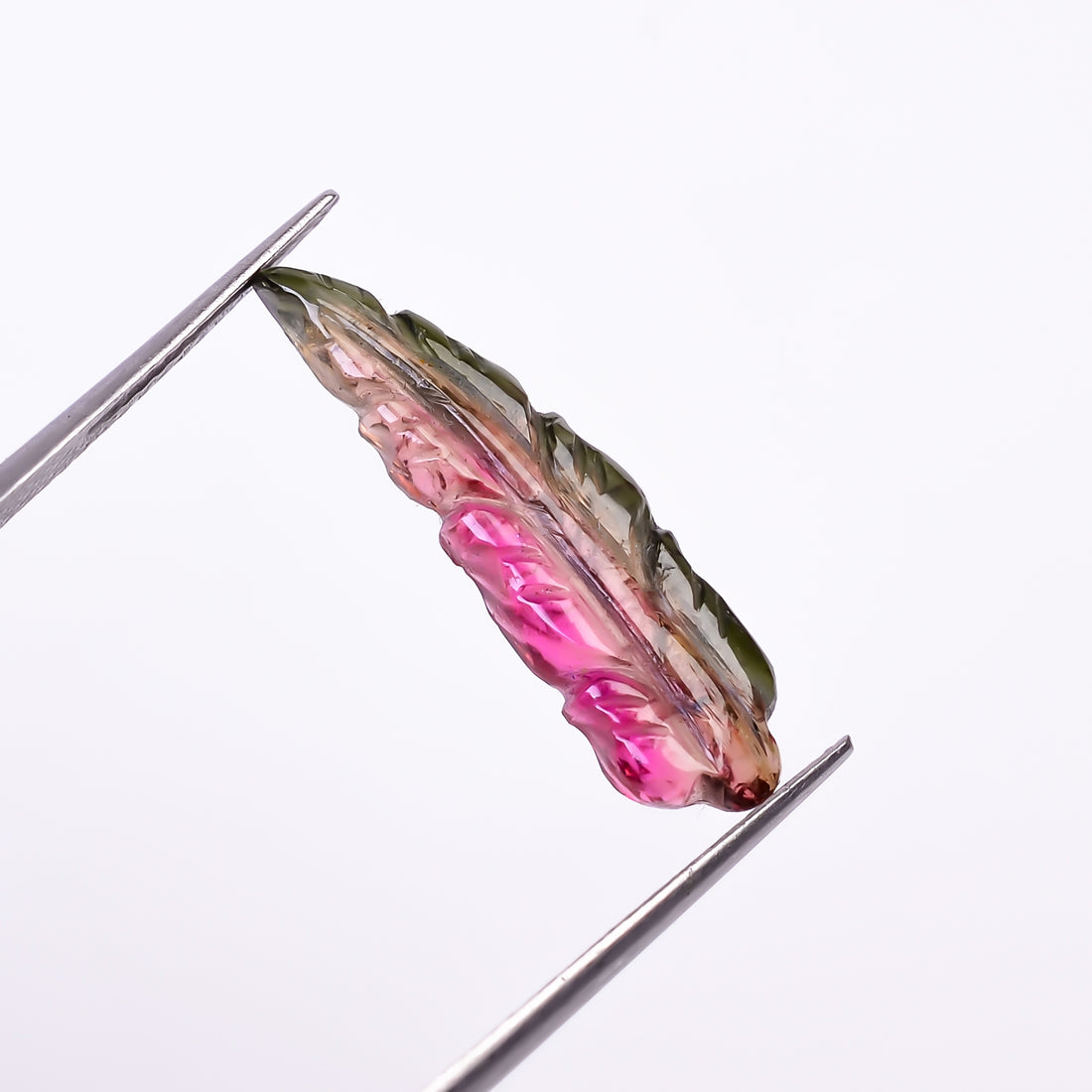 Natural Watermelon Tourmaline Leaf Shape Carved Loose Gemstone For Making Jewelry 4.2 Ct. 24X6X3 mm Y-9944