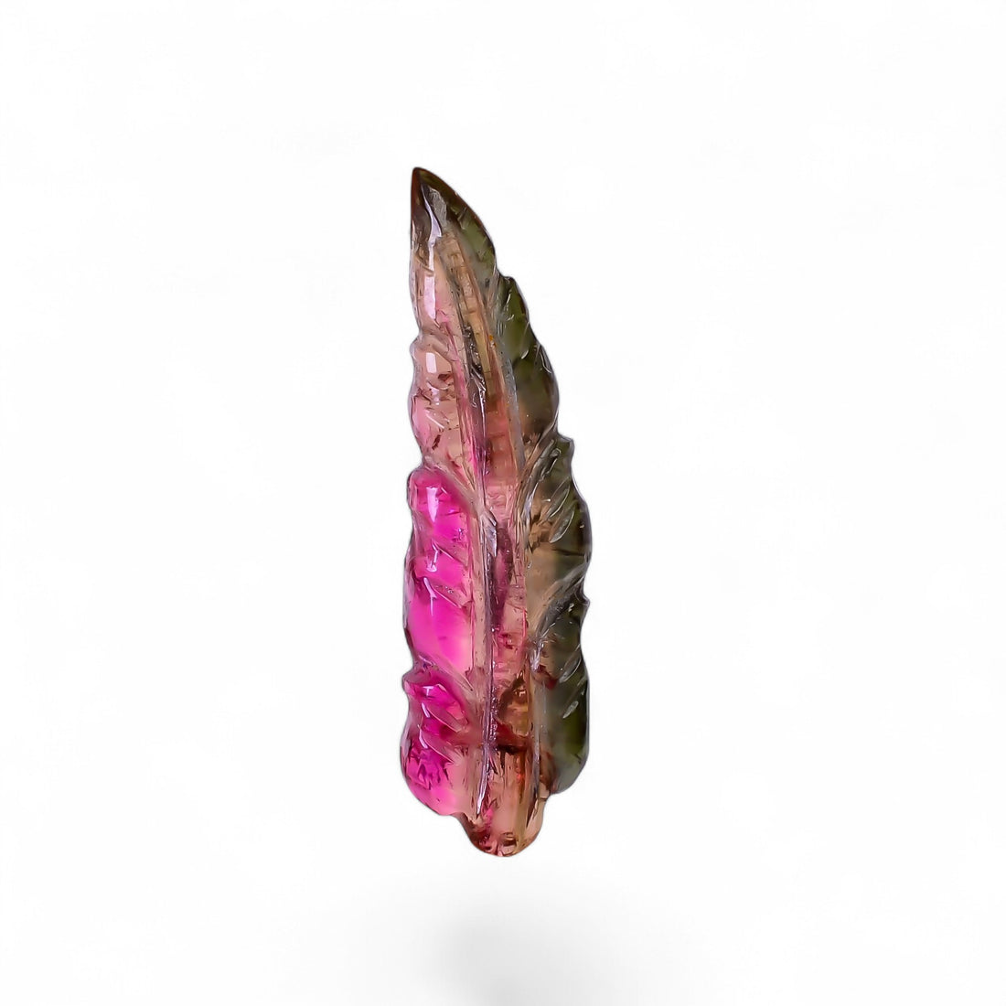 Natural Watermelon Tourmaline Leaf Shape Carved Loose Gemstone For Making Jewelry 4.2 Ct. 24X6X3 mm Y-9944