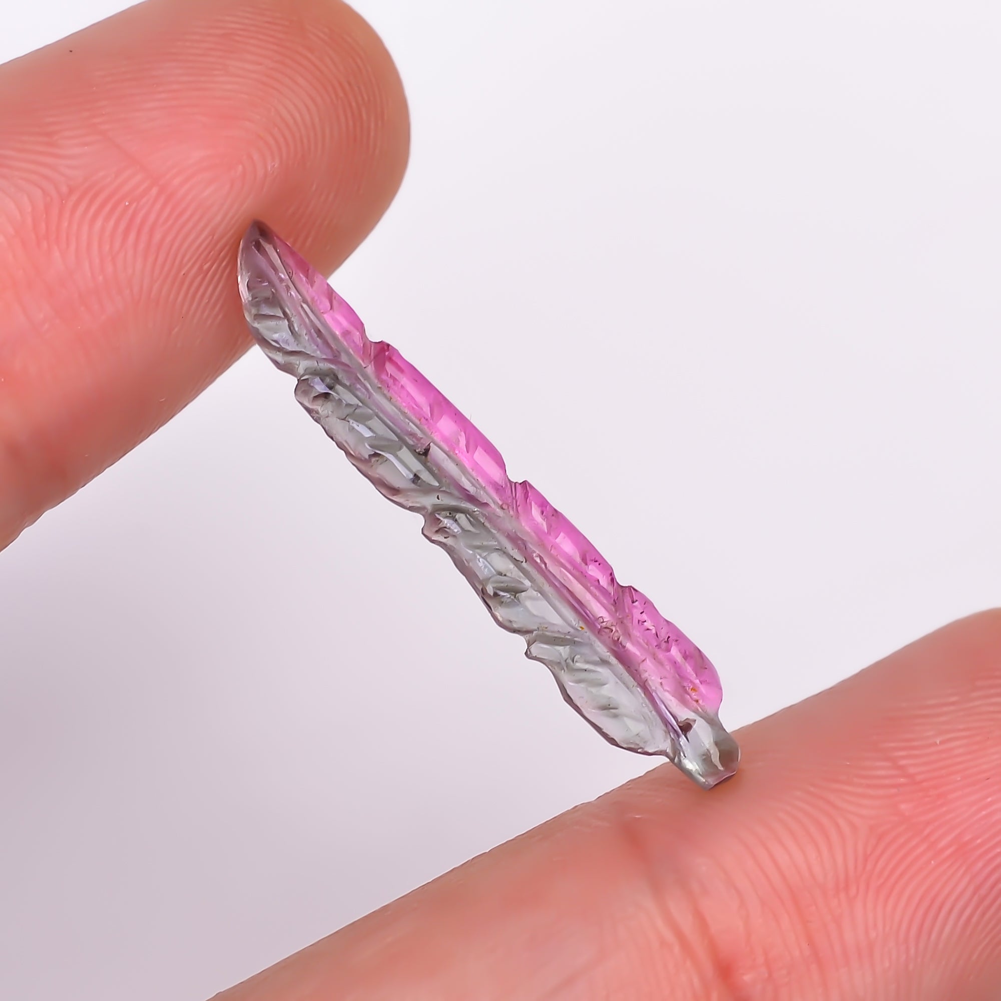 Natural Watermelon Tourmaline Leaf Shape Carved Loose Gemstone For Making Jewelry 2.65 Ct. 28X5X2 mm Y-9947