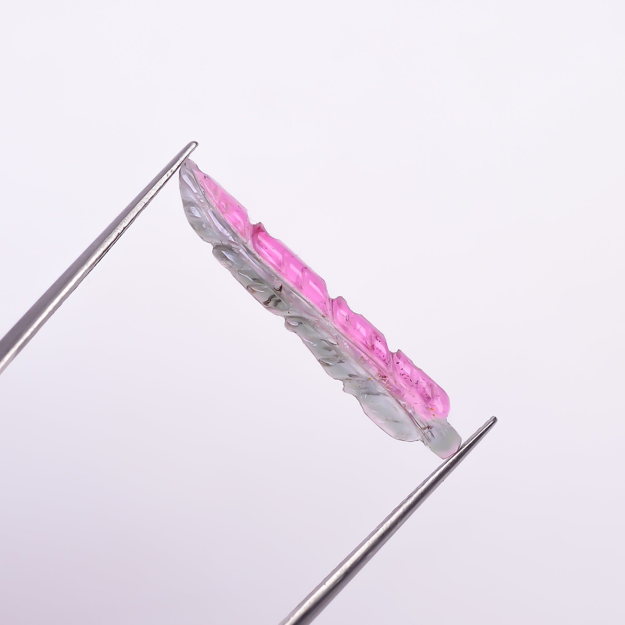 Natural Watermelon Tourmaline Leaf Shape Carved Loose Gemstone For Making Jewelry 2.65 Ct. 28X5X2 mm Y-9947