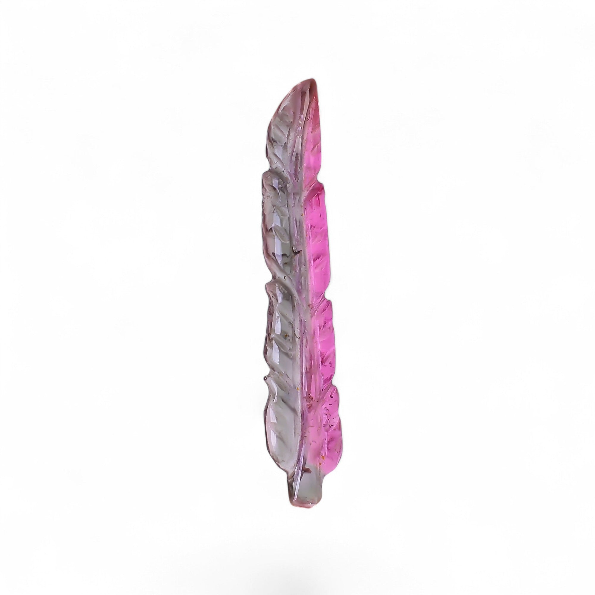 Natural Watermelon Tourmaline Leaf Shape Carved Loose Gemstone For Making Jewelry 2.65 Ct. 28X5X2 mm Y-9947