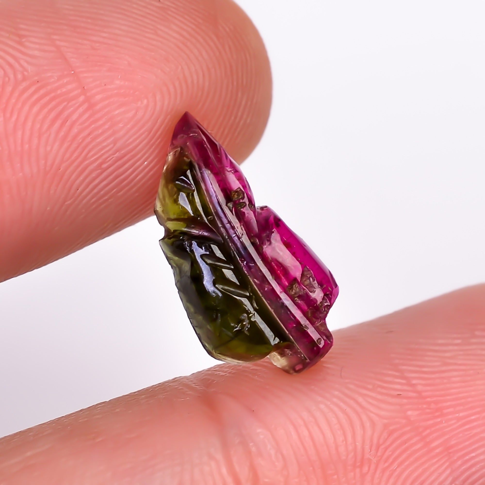 Natural Watermelon Tourmaline Leaf Shape Carved Loose Gemstone For Making Jewelry 3.4 Ct. 15X7X3 mm Y-9951