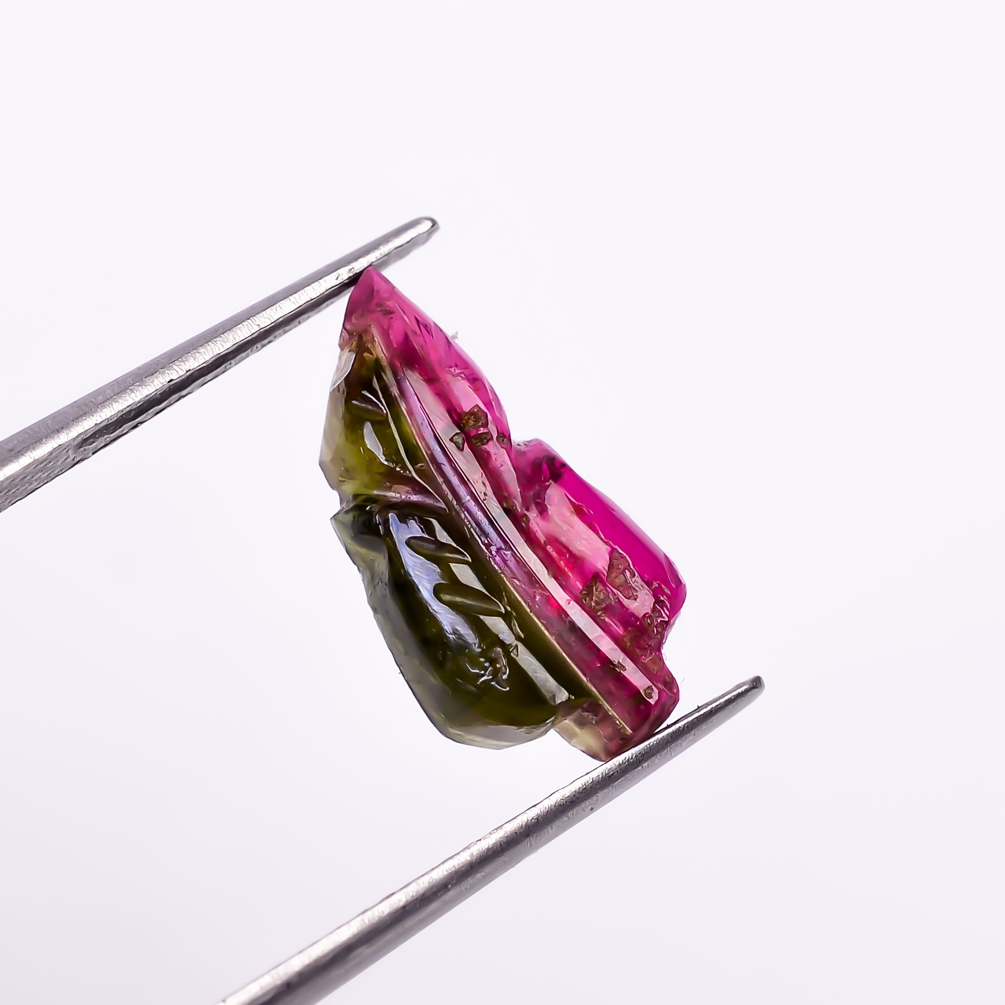 Natural Watermelon Tourmaline Leaf Shape Carved Loose Gemstone For Making Jewelry 3.4 Ct. 15X7X3 mm Y-9951