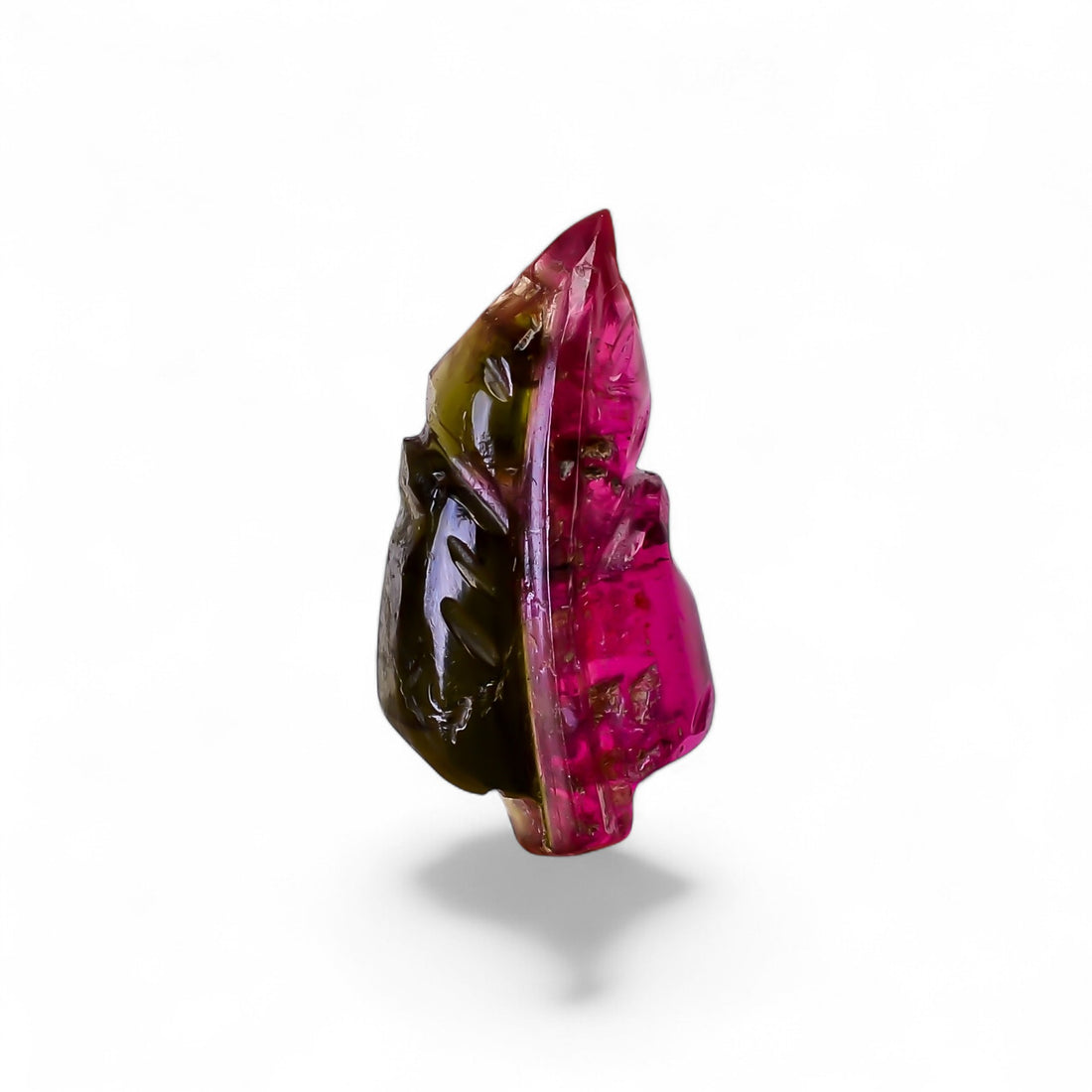 Natural Watermelon Tourmaline Leaf Shape Carved Loose Gemstone For Making Jewelry 3.4 Ct. 15X7X3 mm Y-9951