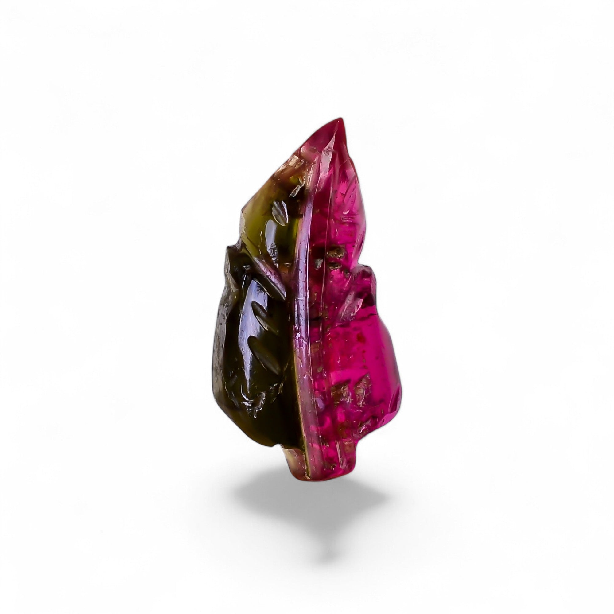 Natural Watermelon Tourmaline Leaf Shape Carved Loose Gemstone For Making Jewelry 3.4 Ct. 15X7X3 mm Y-9951
