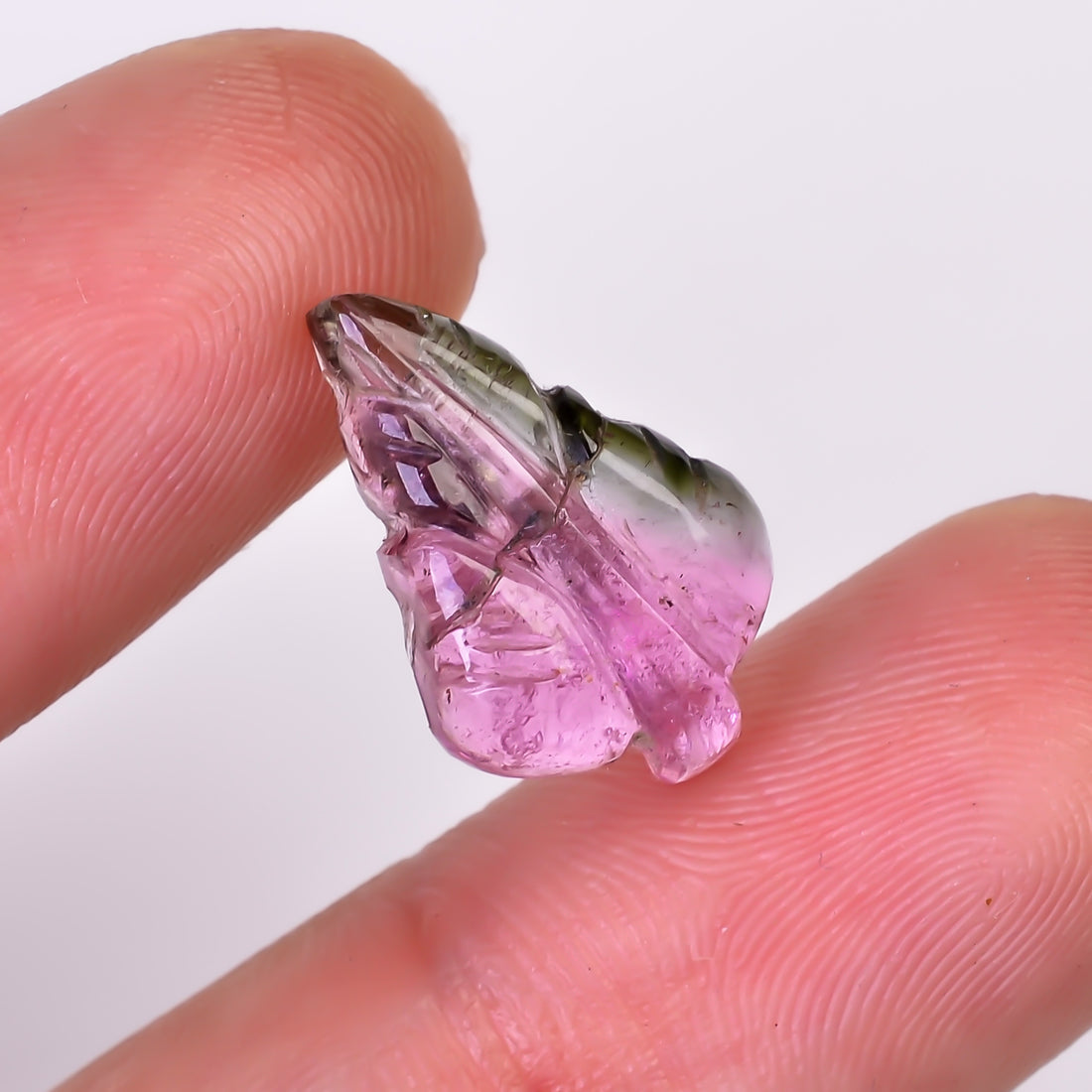Natural Watermelon Tourmaline Leaf Shape Carved Loose Gemstone For Making Jewelry 5.9 Ct. 17X11X3 mm Y-9954