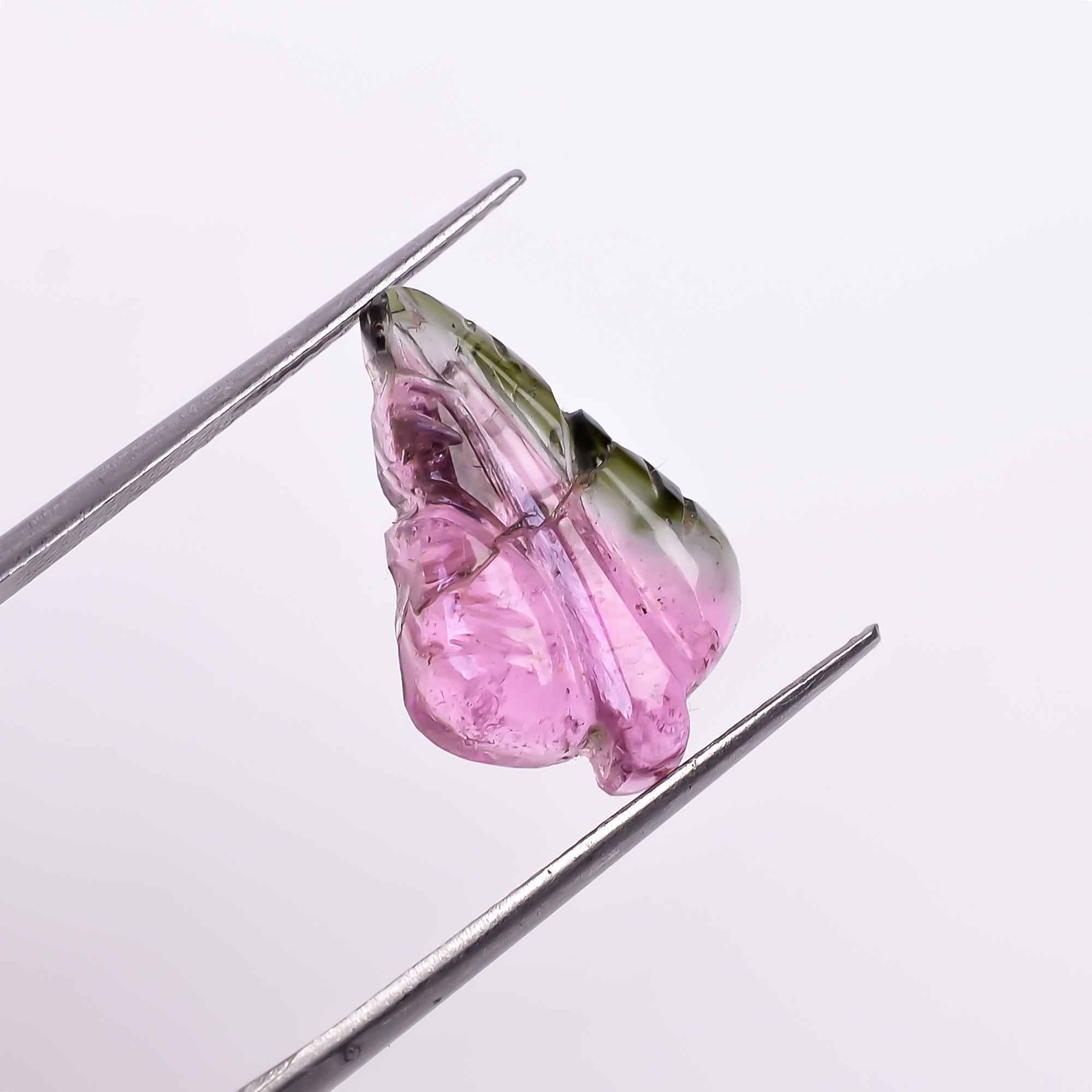 Natural Watermelon Tourmaline Leaf Shape Carved Loose Gemstone For Making Jewelry 5.9 Ct. 17X11X3 mm Y-9954