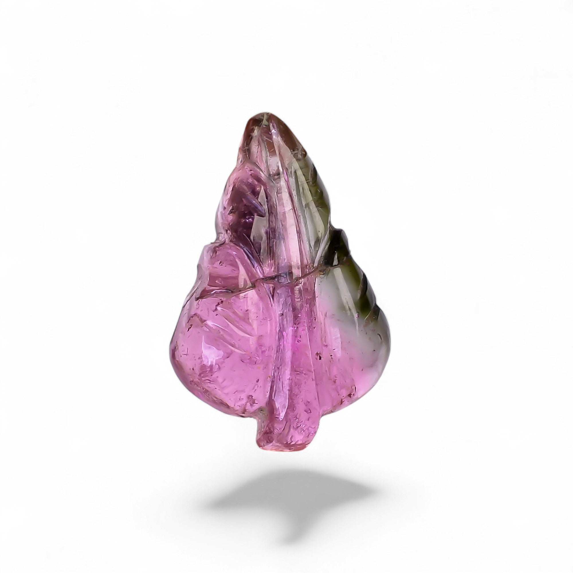 Natural Watermelon Tourmaline Leaf Shape Carved Loose Gemstone For Making Jewelry 5.9 Ct. 17X11X3 mm Y-9954