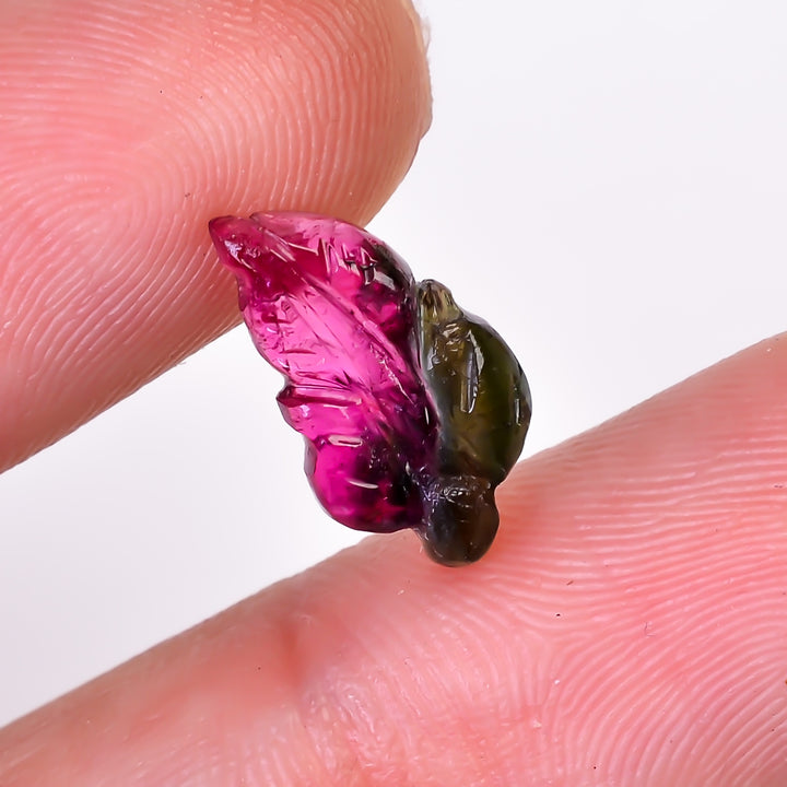 Natural Watermelon Tourmaline Leaf Shape Carved Loose Gemstone For Making Jewelry 2 Ct. 14X7X2 mm Y-9956