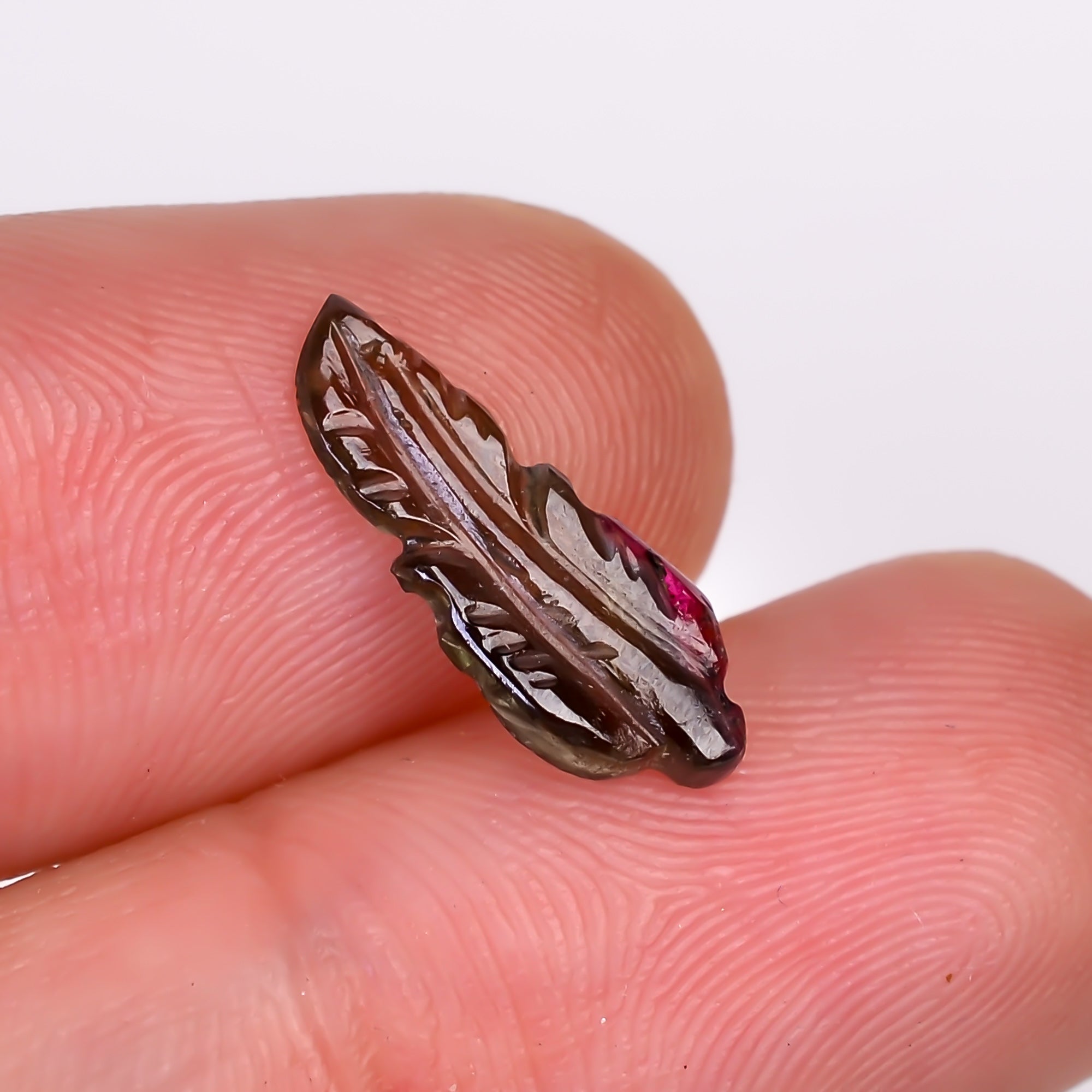 Natural Watermelon Tourmaline Leaf Shape Carved Loose Gemstone For Making Jewelry 1.05 Ct. 15X5X2 mm Y-9957
