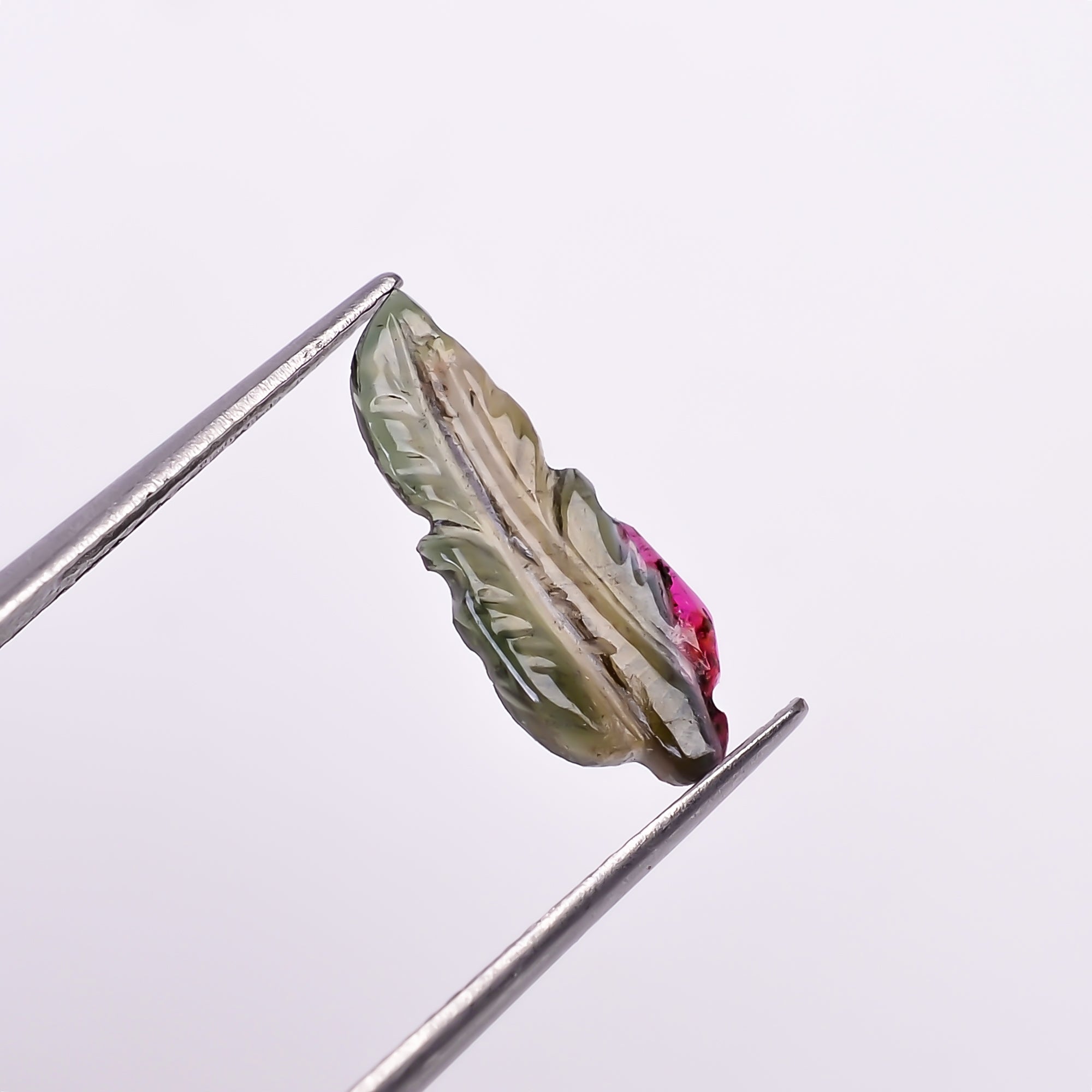 Natural Watermelon Tourmaline Leaf Shape Carved Loose Gemstone For Making Jewelry 1.05 Ct. 15X5X2 mm Y-9957