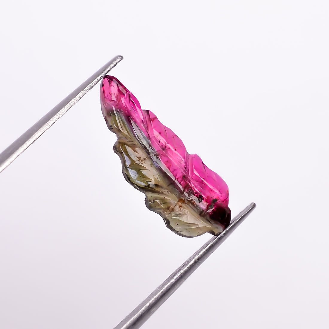 Natural Watermelon Tourmaline Leaf Shape Carved Loose Gemstone For Making Jewelry 1.85 Ct. 17X6X2 mm Y-9958