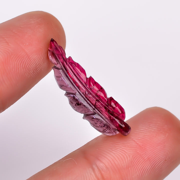 Natural Watermelon Tourmaline Leaf Shape Carved Loose Gemstone For Making Jewelry 4.9 Ct. 25X7X3 mm Y-9959
