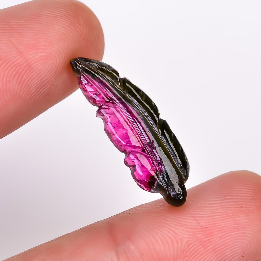 Natural Watermelon Tourmaline Leaf Shape Carved Loose Gemstone For Making Jewelry 4.8 Ct. 23X7X3 mm Y-9960