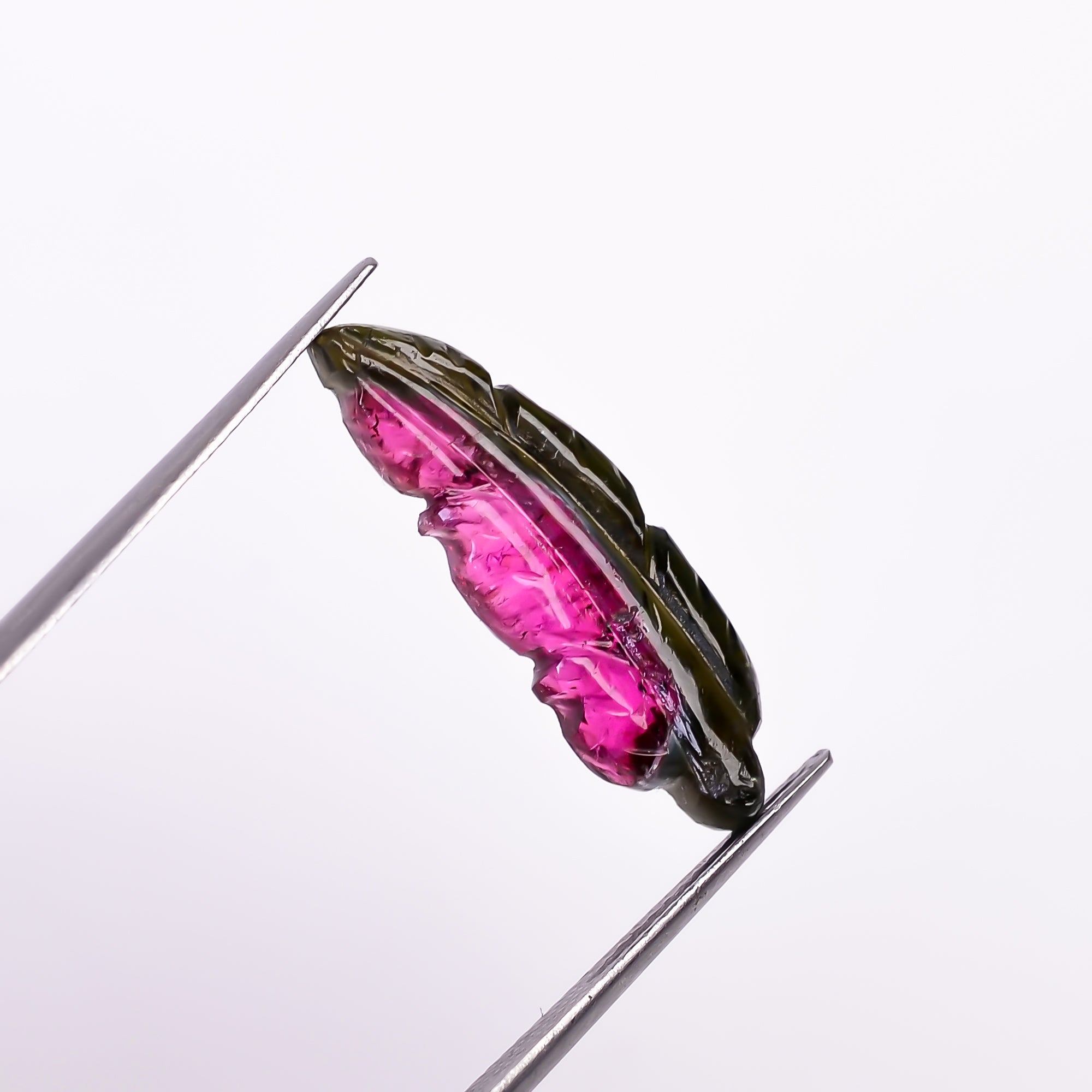 Natural Watermelon Tourmaline Leaf Shape Carved Loose Gemstone For Making Jewelry 4.8 Ct. 23X7X3 mm Y-9960