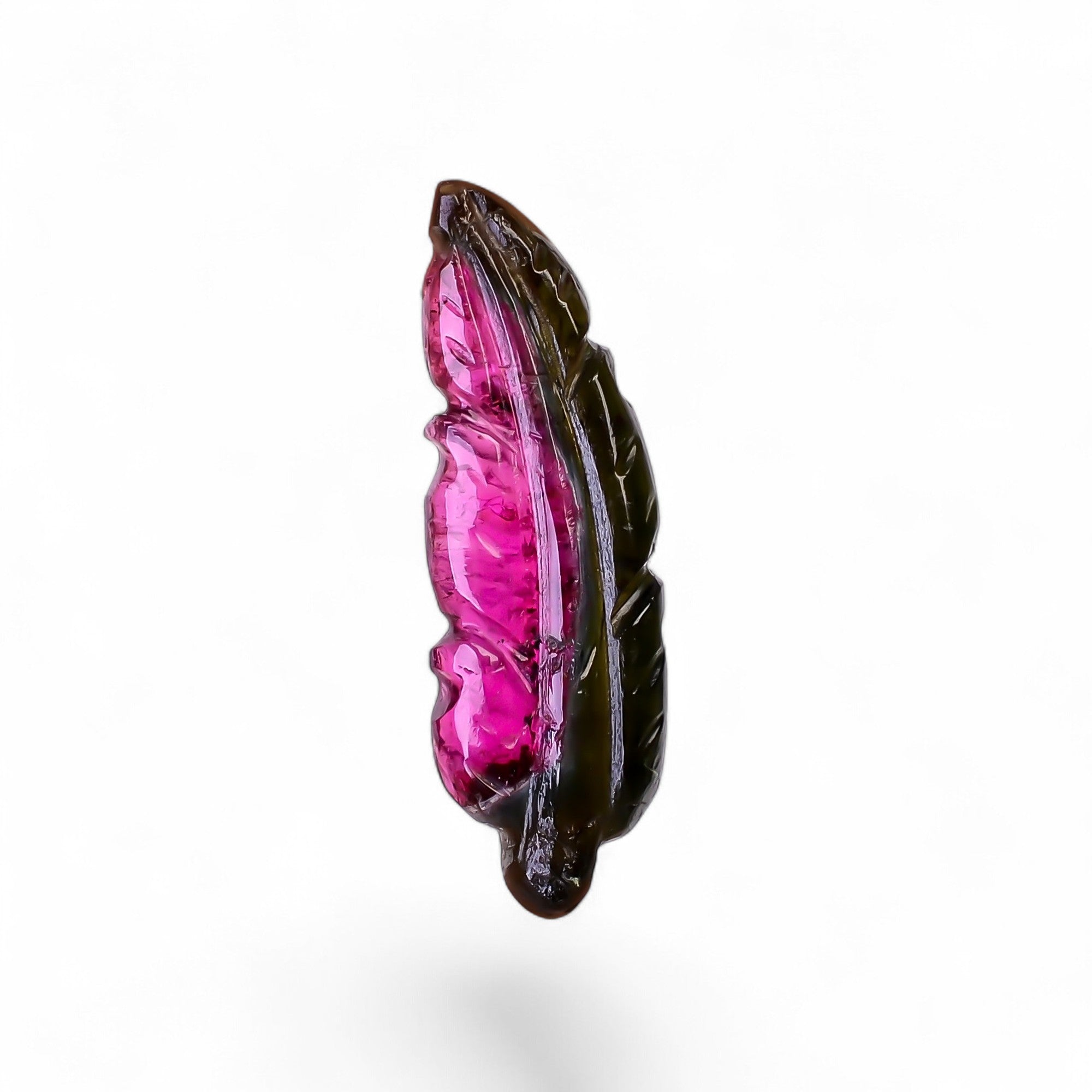 Natural Watermelon Tourmaline Leaf Shape Carved Loose Gemstone For Making Jewelry 4.8 Ct. 23X7X3 mm Y-9960