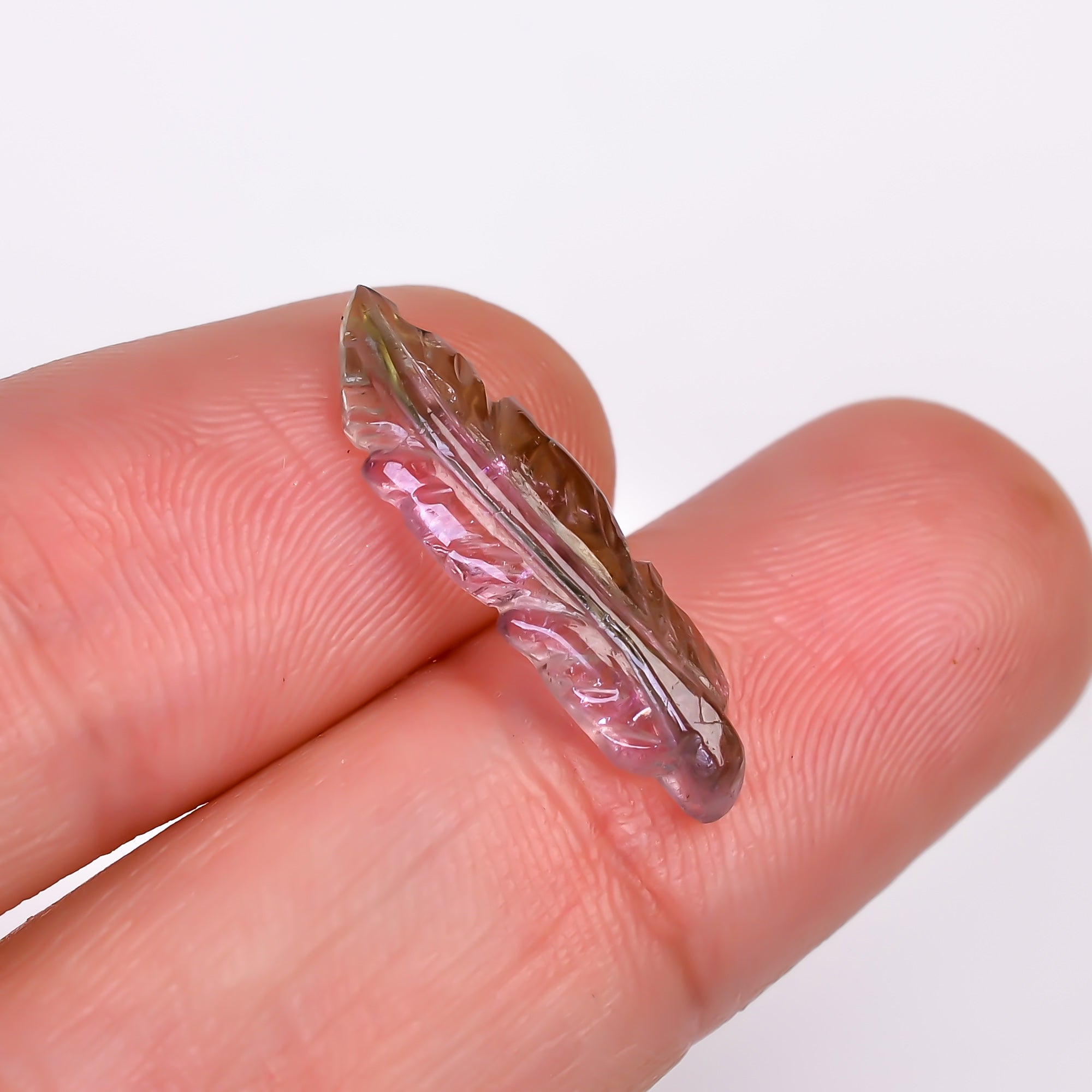 Natural Watermelon Tourmaline Leaf Shape Carved Loose Gemstone For Making Jewelry 3.05 Ct. 21X6X3 mm Y-9961