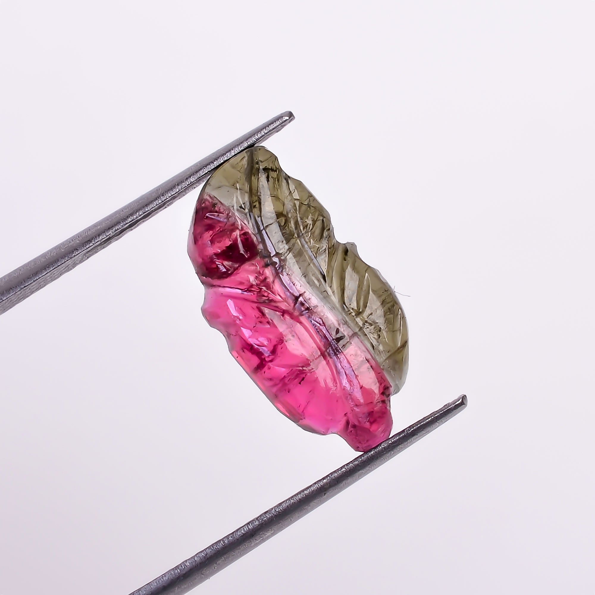 Natural Watermelon Tourmaline Leaf Shape Carved Loose Gemstone For Making Jewelry 3.45 Ct. 15X8X3 mm Y-9962