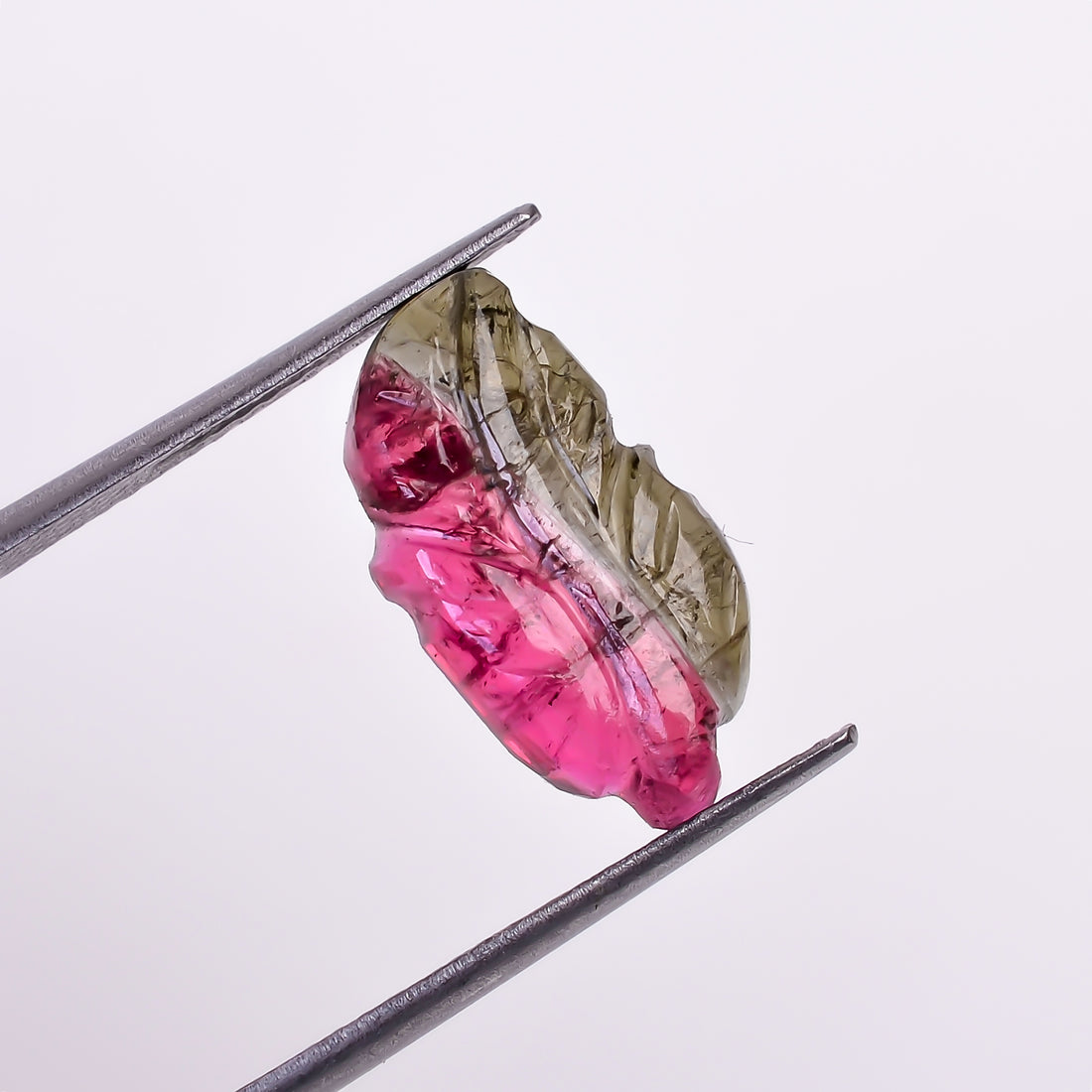 Natural Watermelon Tourmaline Leaf Shape Carved Loose Gemstone For Making Jewelry 3.45 Ct. 15X8X3 mm Y-9962