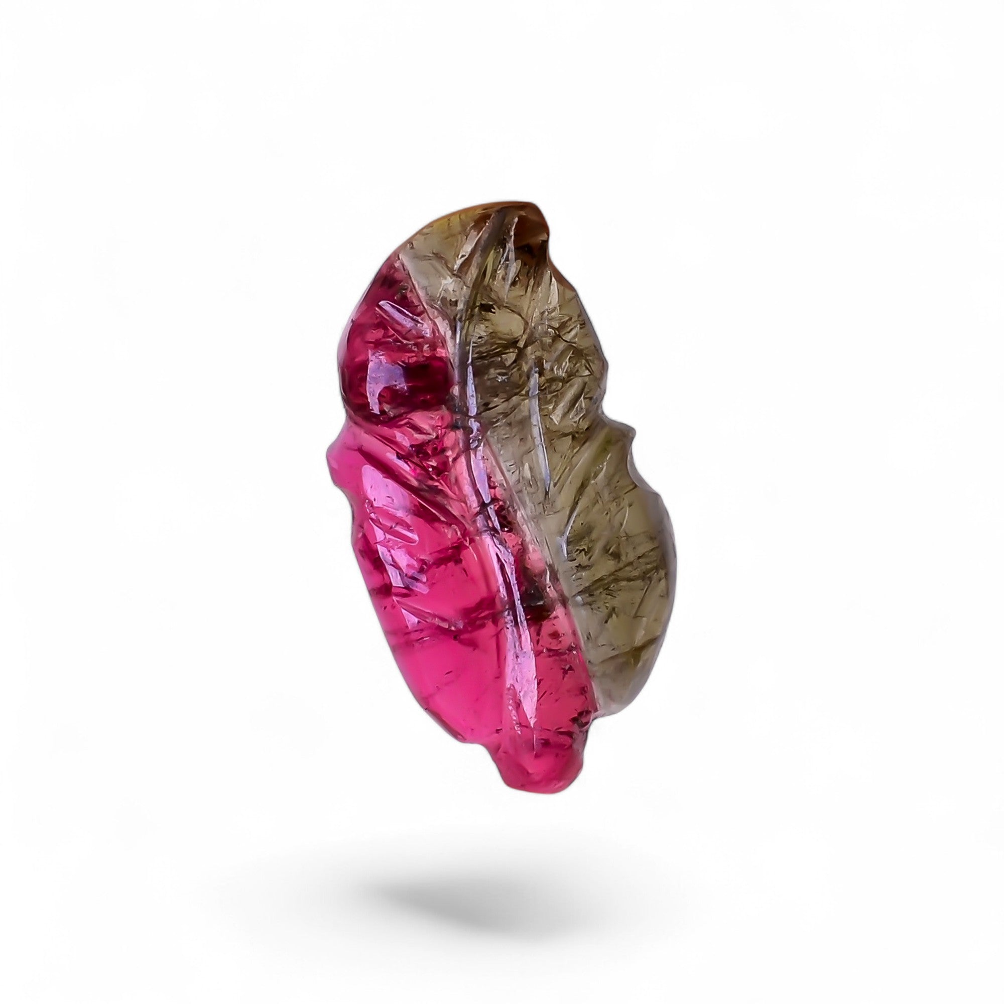 Natural Watermelon Tourmaline Leaf Shape Carved Loose Gemstone For Making Jewelry 3.45 Ct. 15X8X3 mm Y-9962