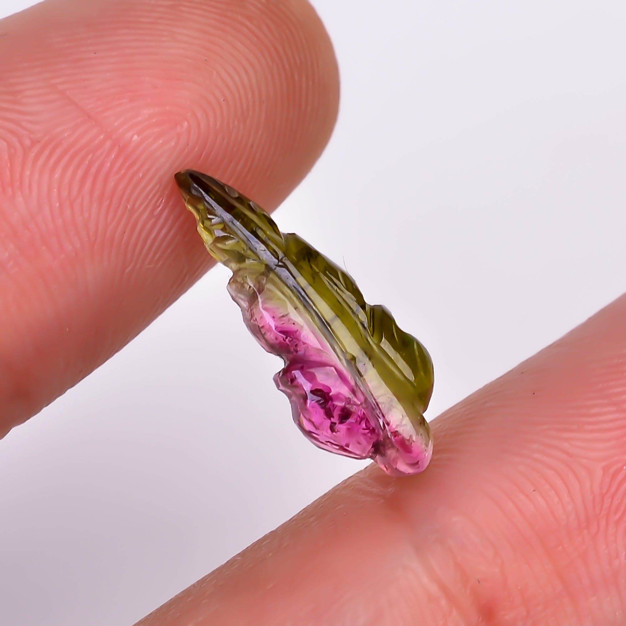 Natural Watermelon Tourmaline Leaf Shape Carved Loose Gemstone For Making Jewelry 2.3 Ct. 16X6X3 mm Y-9964